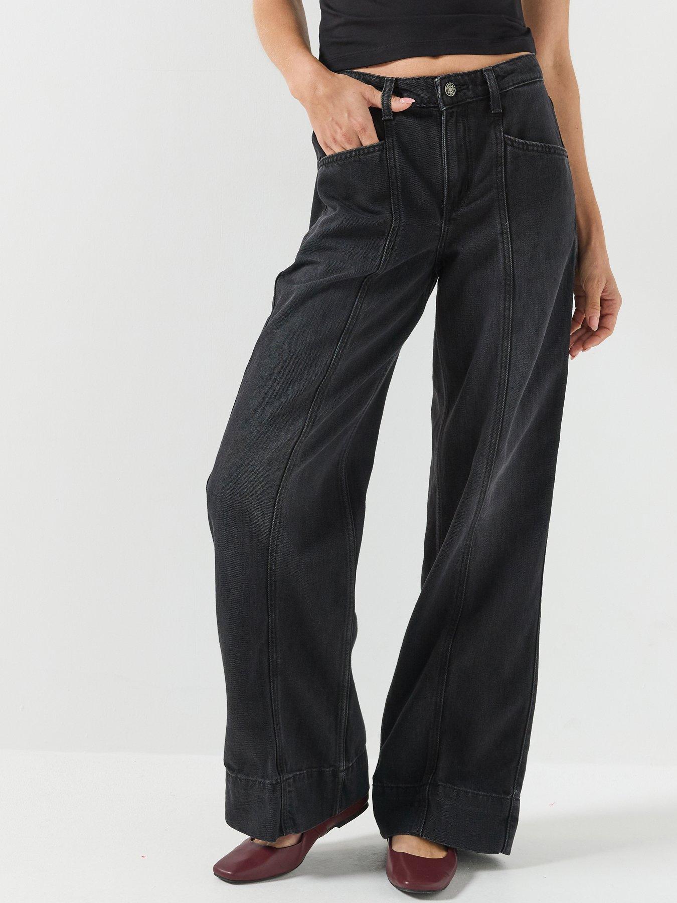 Image 1 of 5 of Guess Jeans G11 Wide Leg Jeans - Black