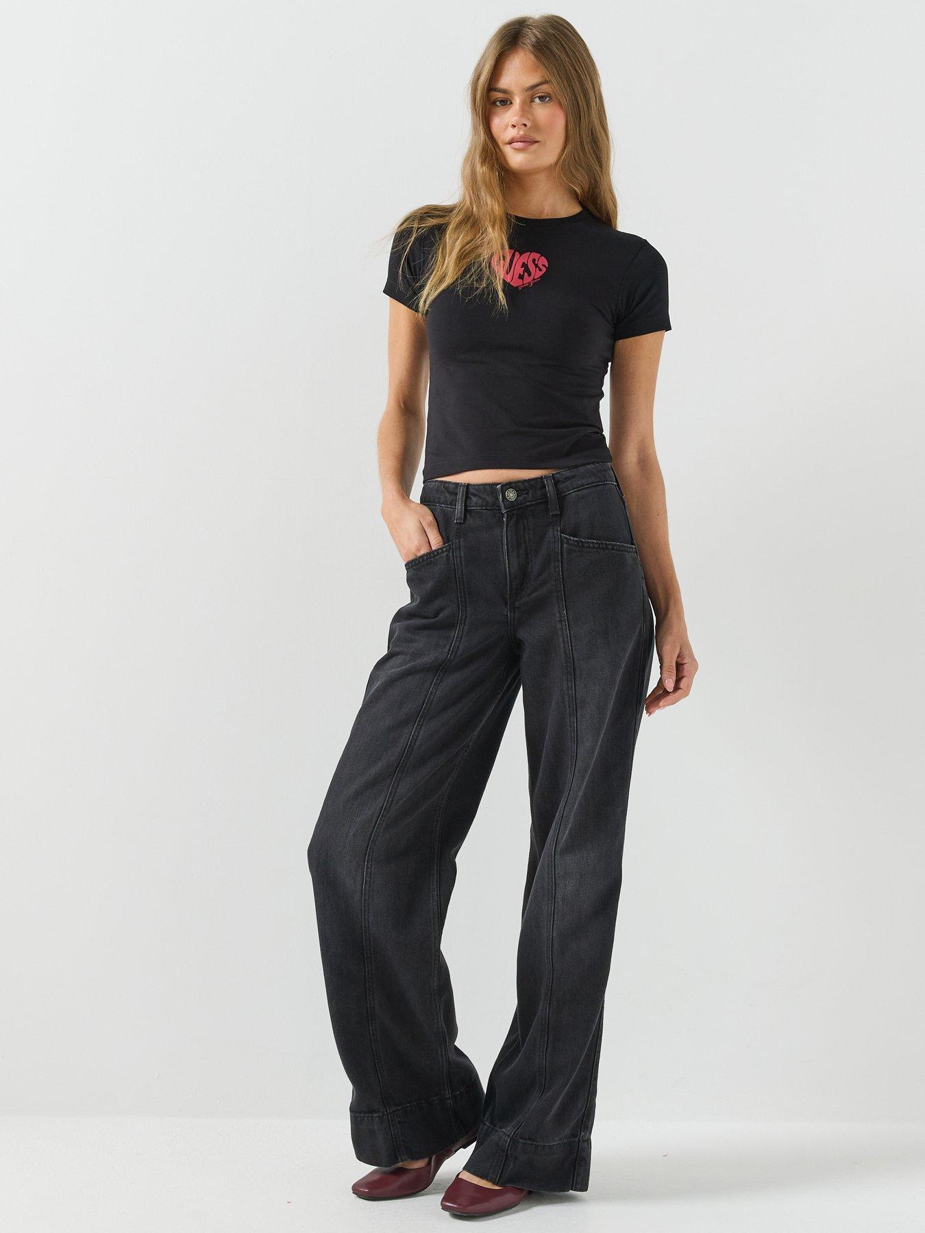 Image 3 of 5 of Guess Jeans G11 Wide Leg Jeans - Black