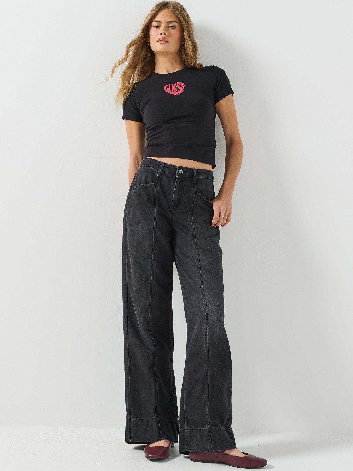 Image 5 of 5 of Guess Jeans G11 Wide Leg Jeans - Black