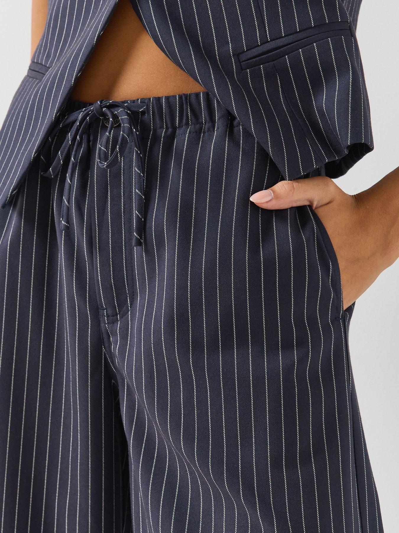Image 5 of 6 of Guess Jeans Pull-on Pinstripe Wide Leg Trouser - Blue