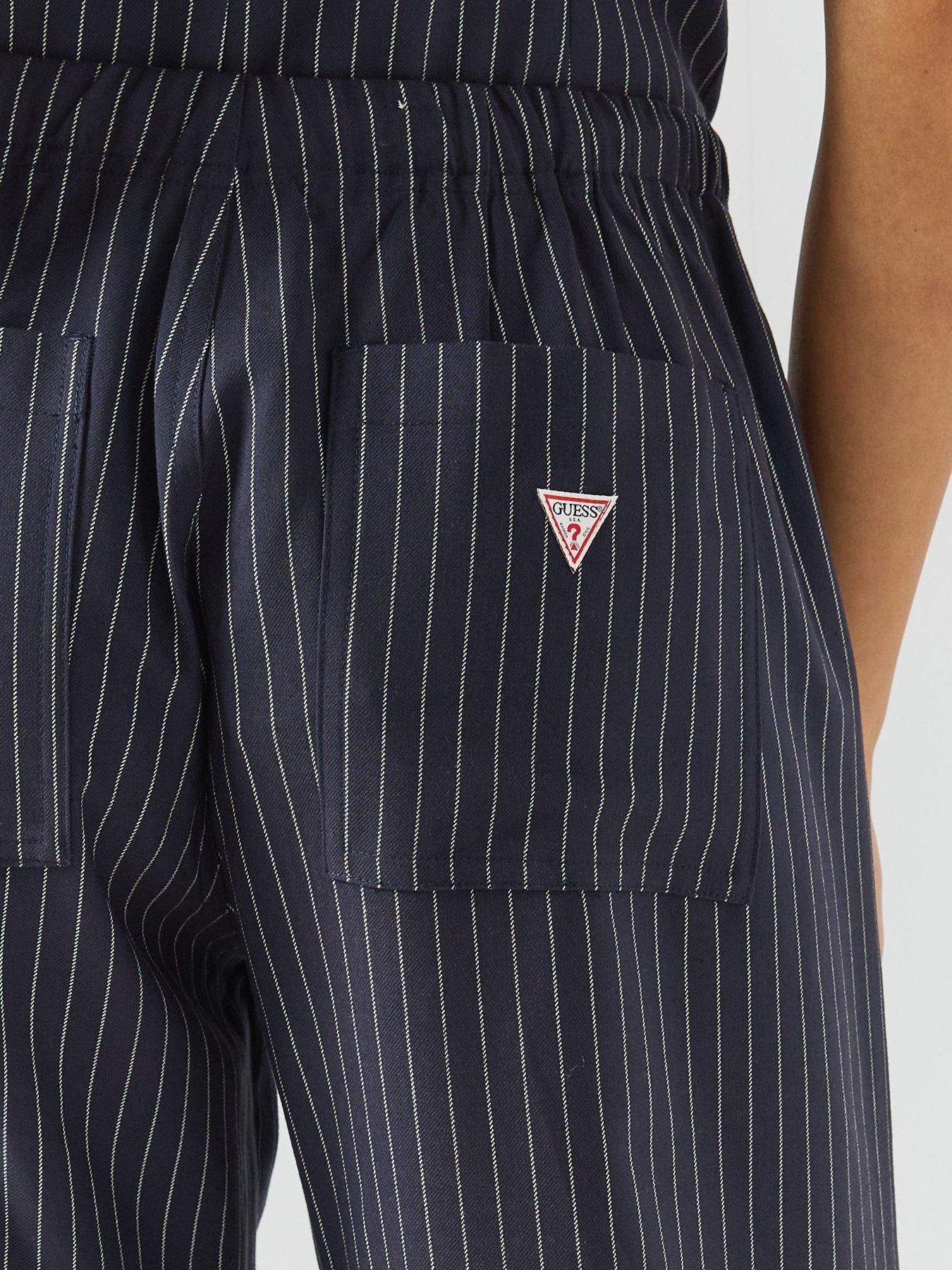 Image 6 of 6 of Guess Jeans Pull-on Pinstripe Wide Leg Trouser - Blue