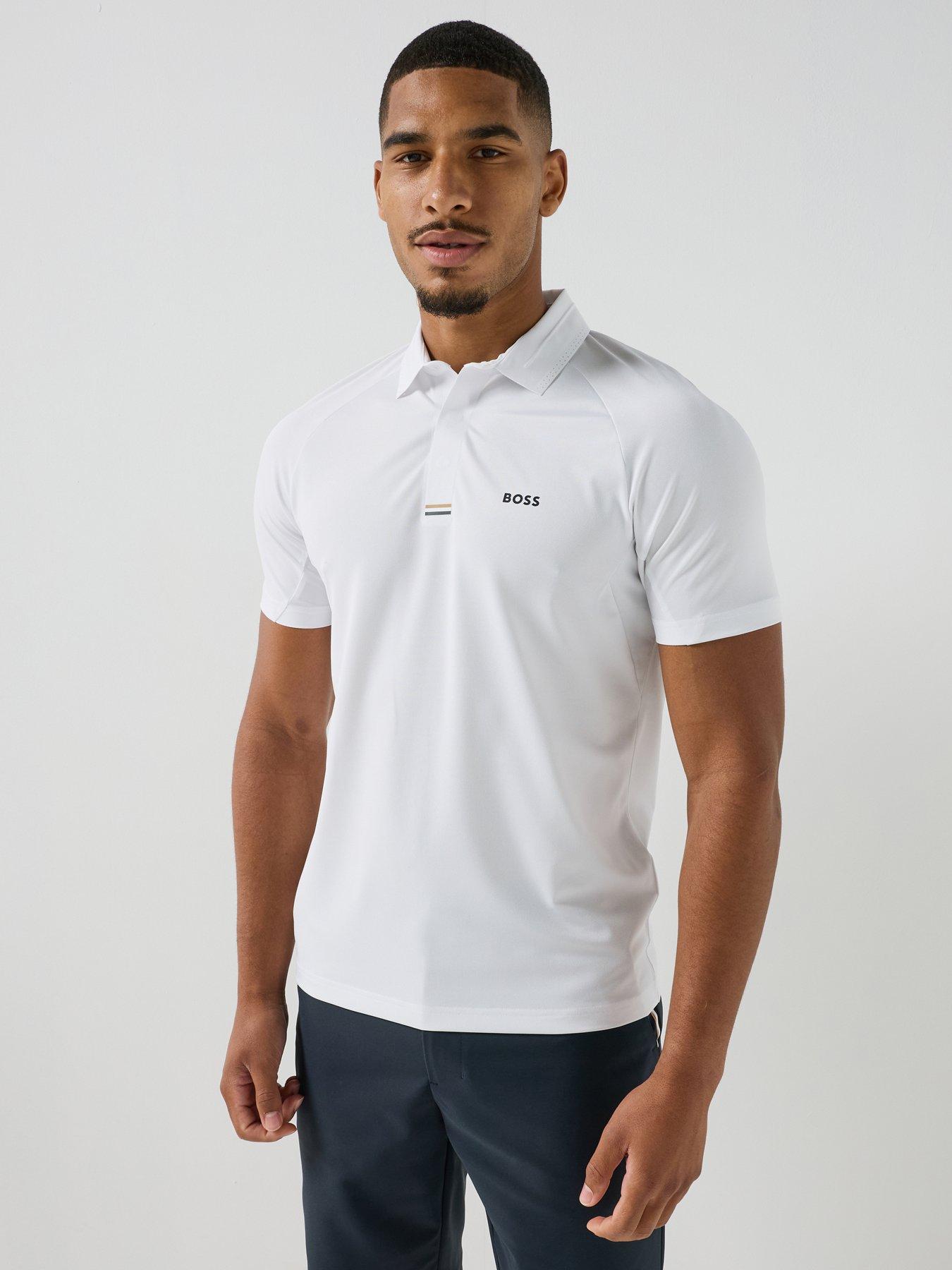 Image 1 of 6 of BOSS Mens Golf Paddy Tech Polo Shirt - White