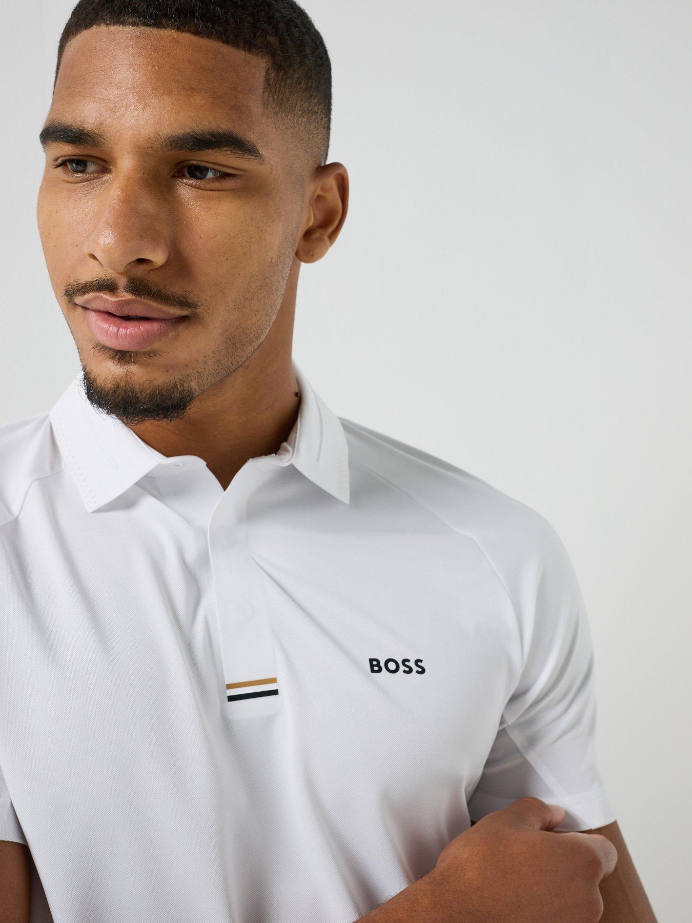 Image 5 of 6 of BOSS Mens Golf Paddy Tech Polo Shirt - White