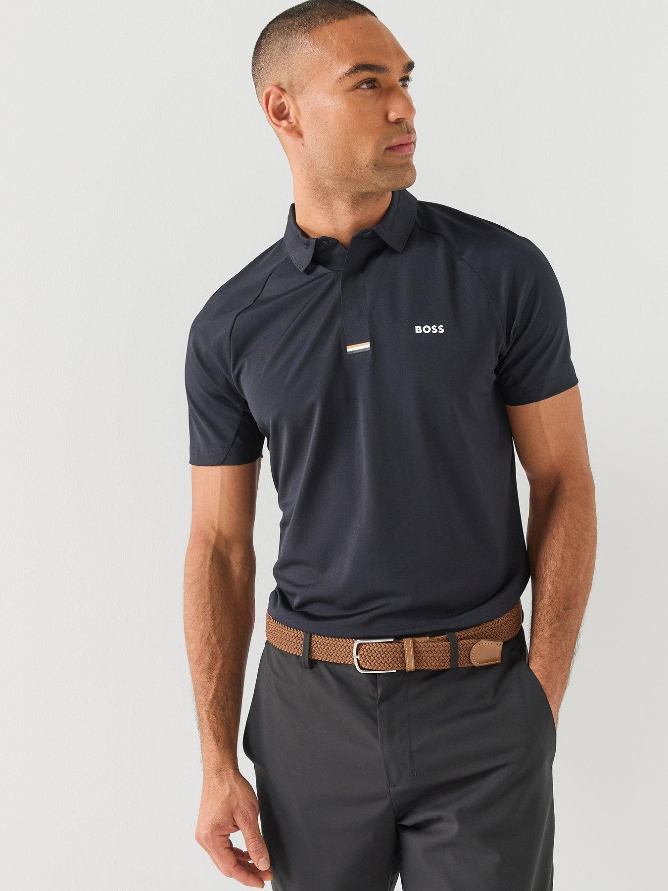 Image 1 of 5 of BOSS Mens Golf Paddy Tech Stretch Polo Shirt - Blue