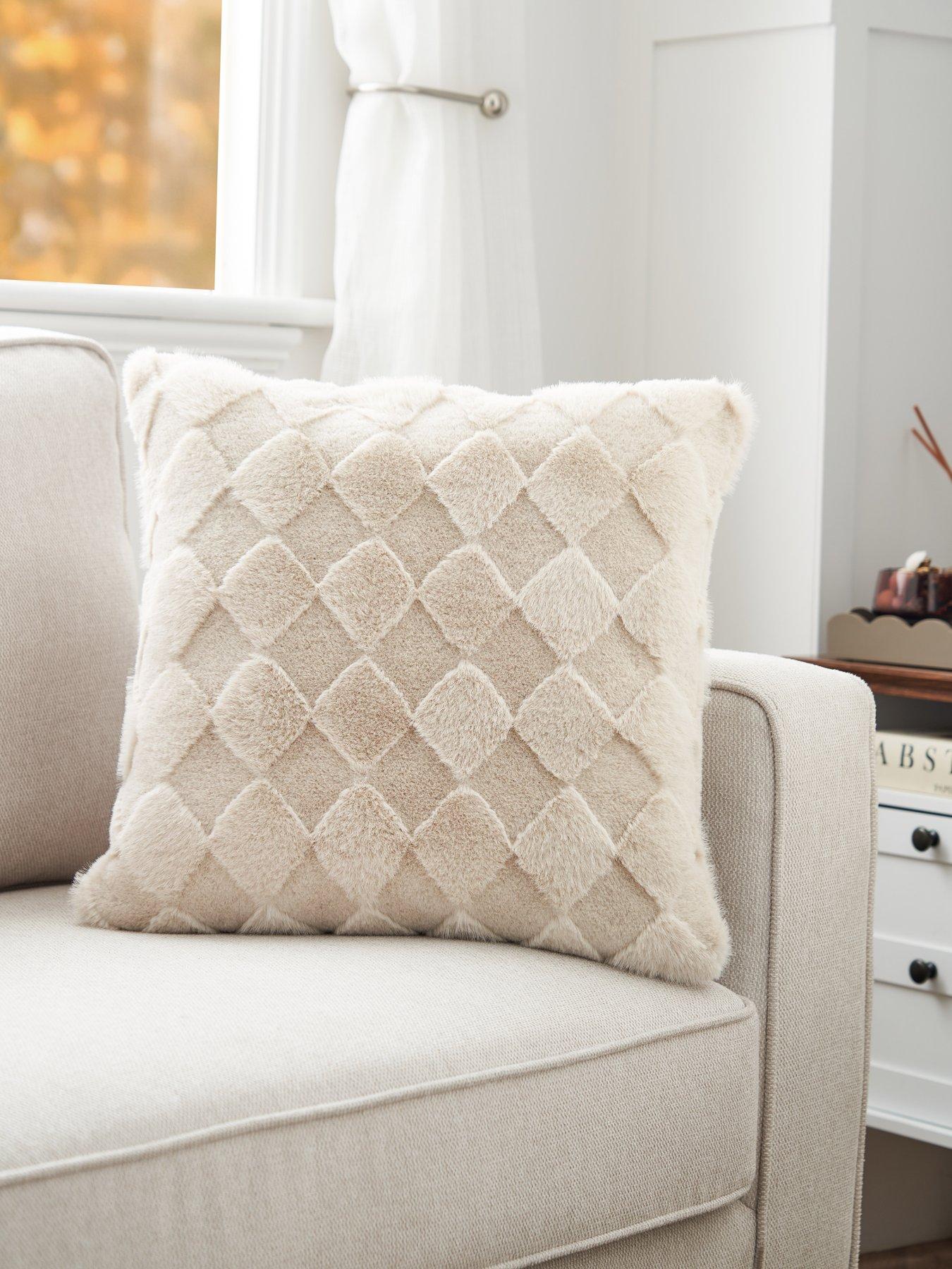 The Very Collection Faux Fur Diamond Cushion 45x45cm