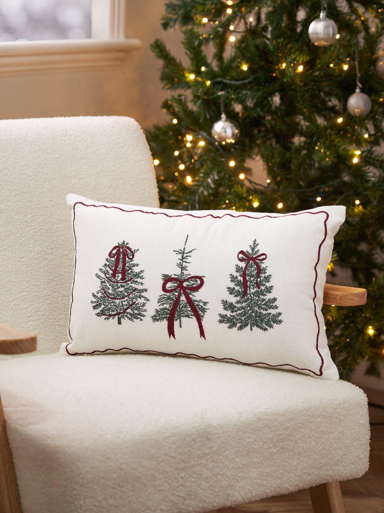 The Very Collection Embroidered Christmas Tree Bolster Cushion
