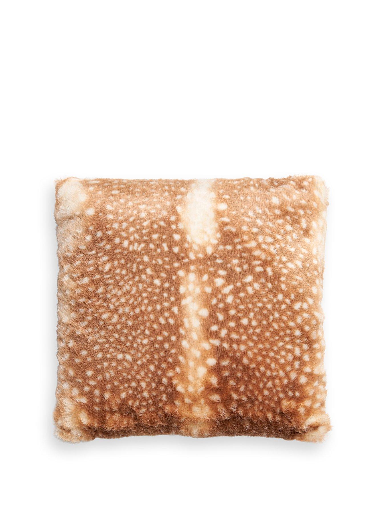 Image 2 of 6 of The Very Collection Fawn Faux Fur Cushion - Brown