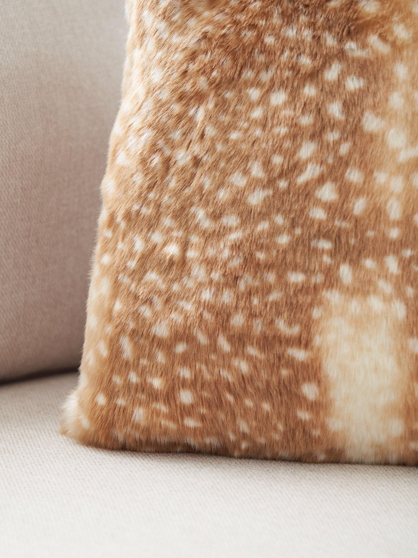 Image 3 of 6 of The Very Collection Fawn Faux Fur Cushion - Brown