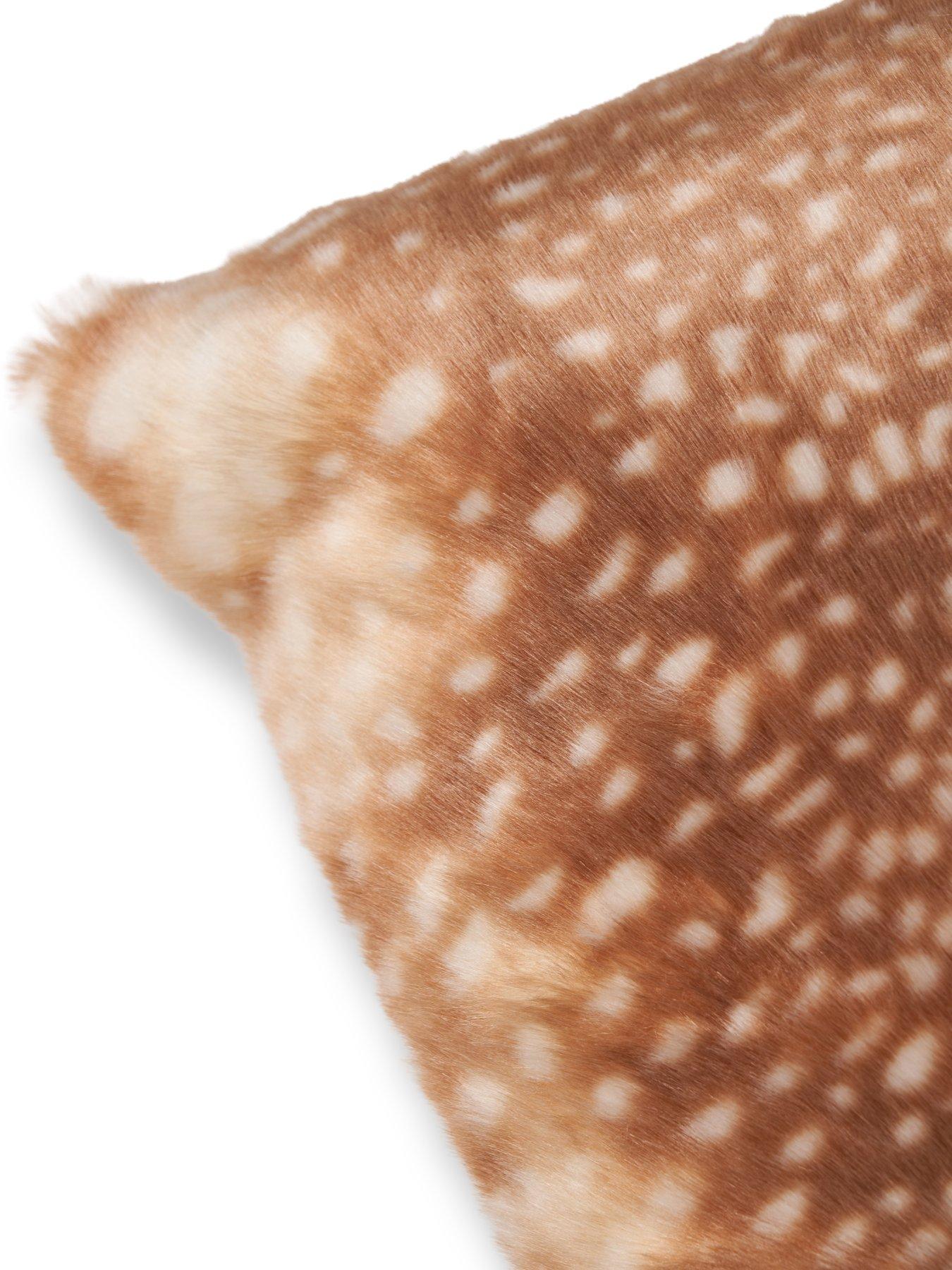 Image 4 of 6 of The Very Collection Fawn Faux Fur Cushion - Brown