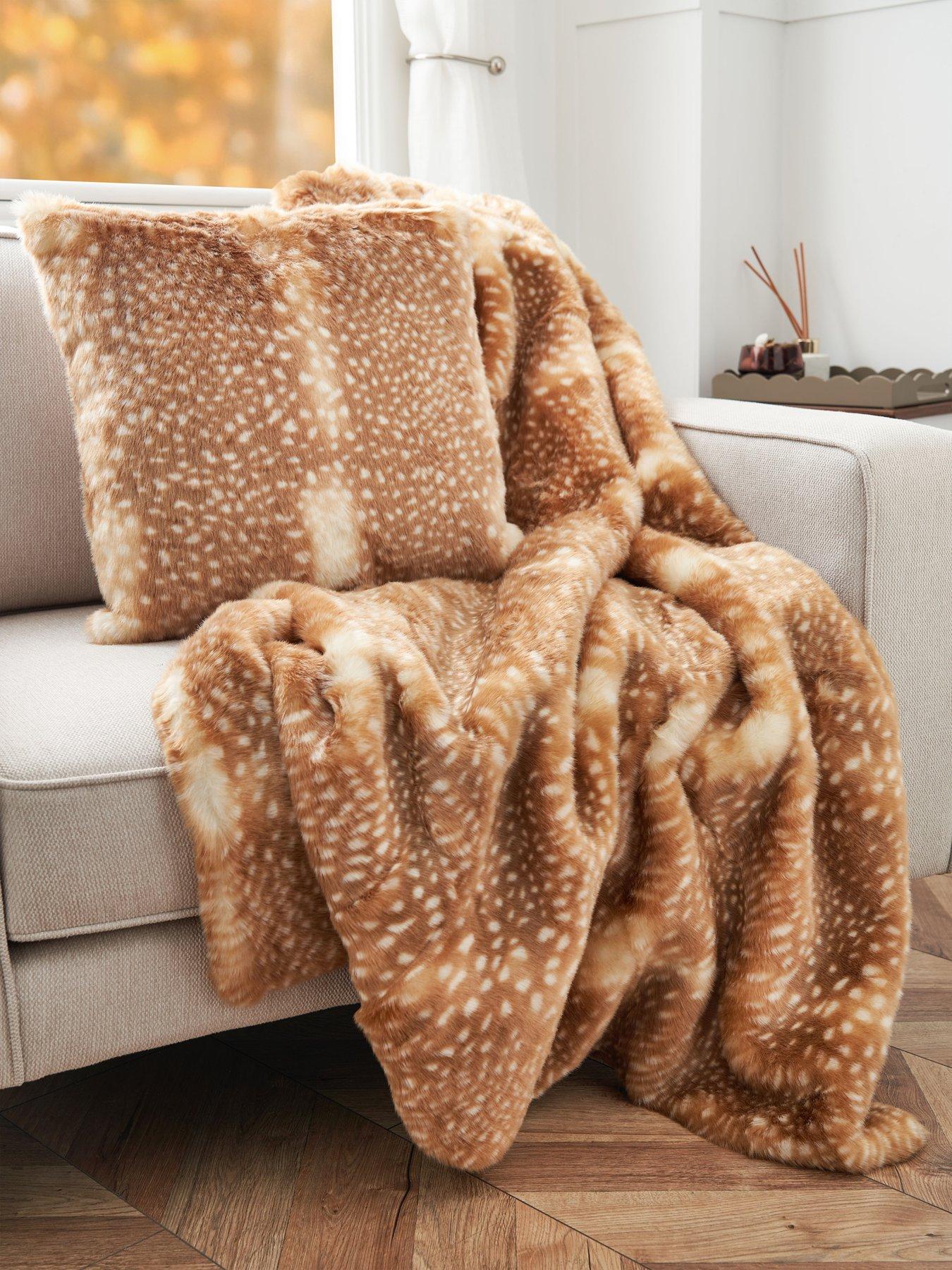 Image 5 of 6 of The Very Collection Fawn Faux Fur Cushion - Brown