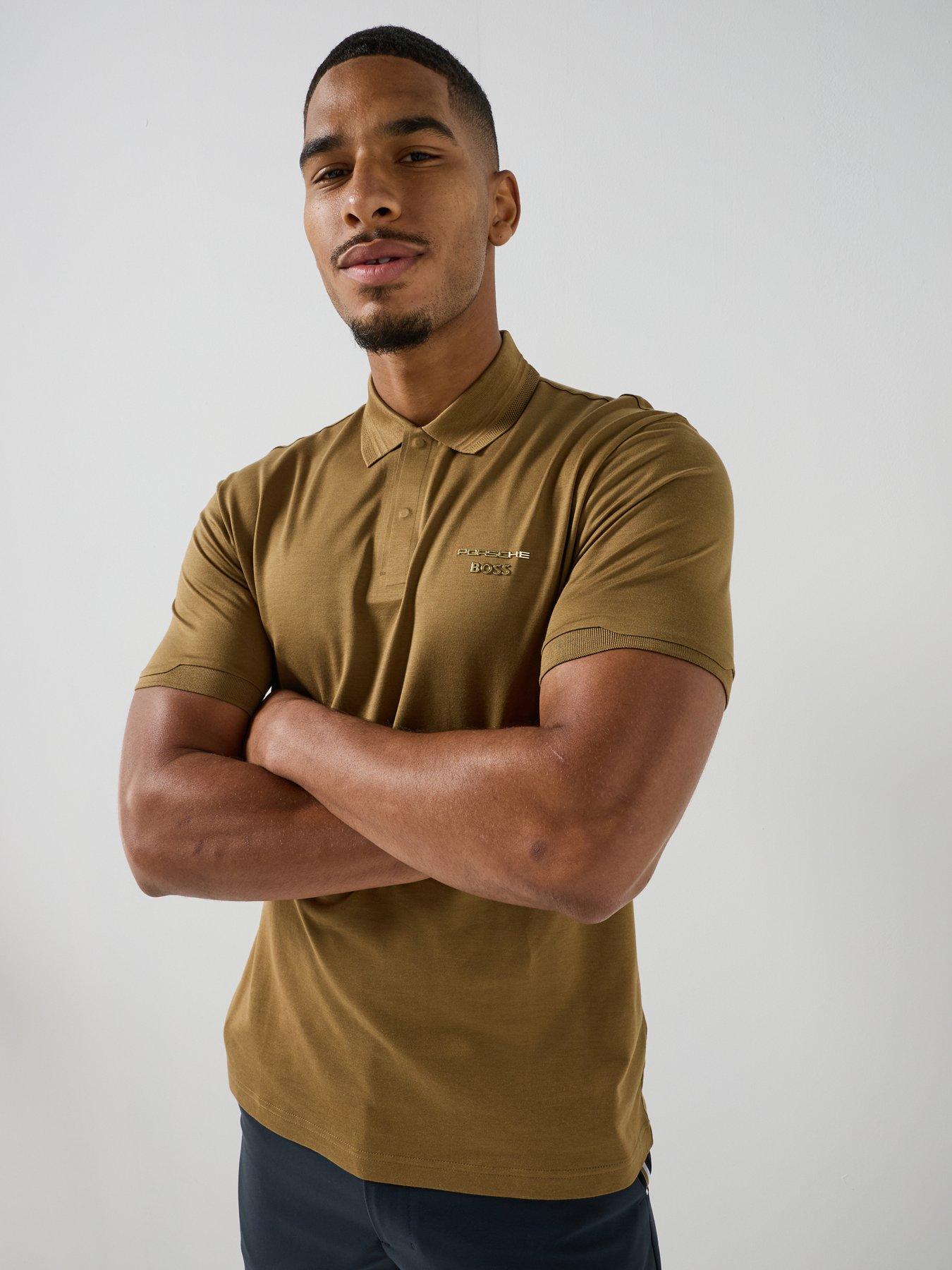 BOSS Mens Golf Ps Icons70 Short Sleeve Polo Shirt - Brown