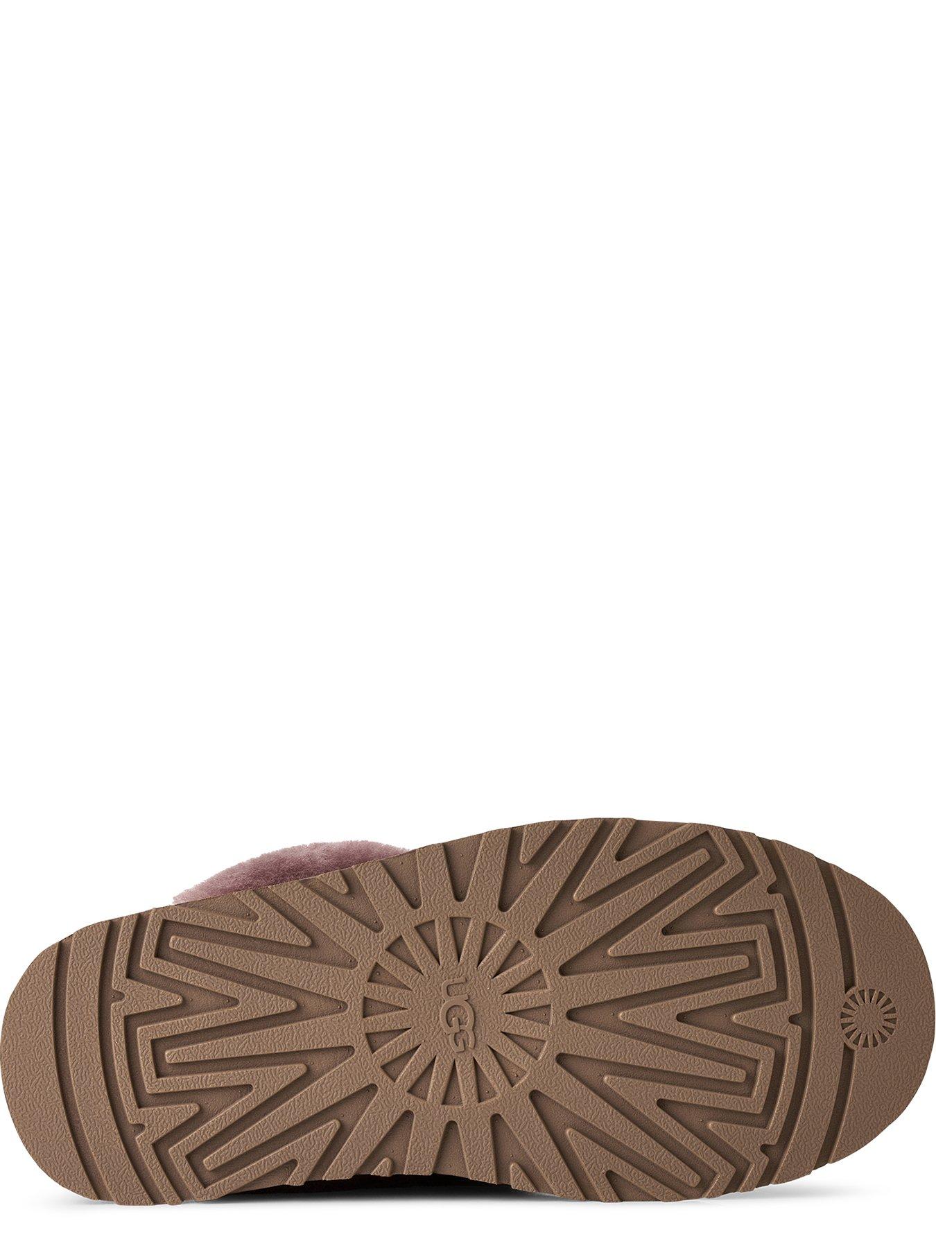 Image 5 of 6 of UGG Womens Suede Sheepskin-Lined Platform Mule Slippers - Purple