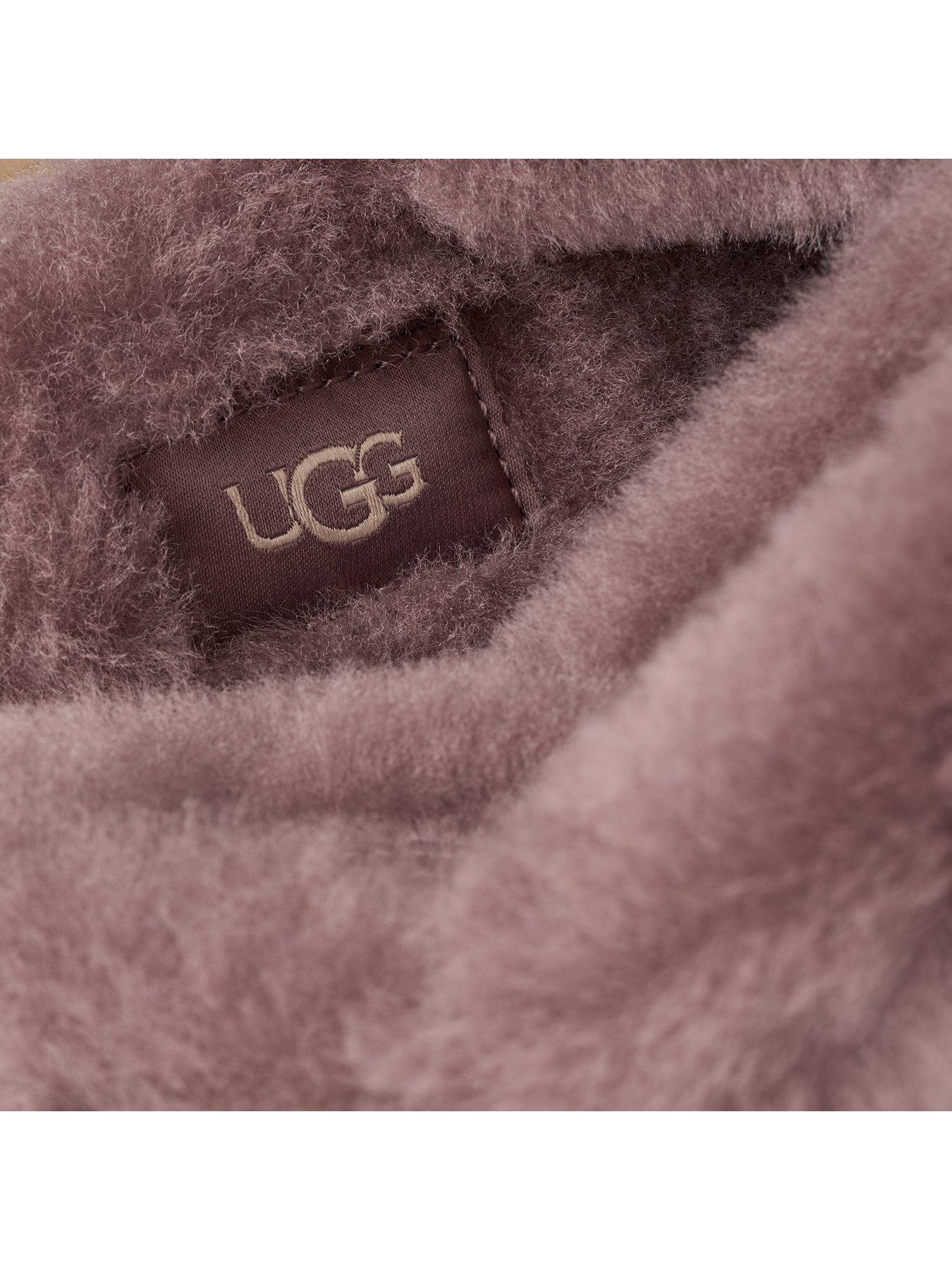 Image 6 of 6 of UGG Womens Suede Sheepskin-Lined Platform Mule Slippers - Purple