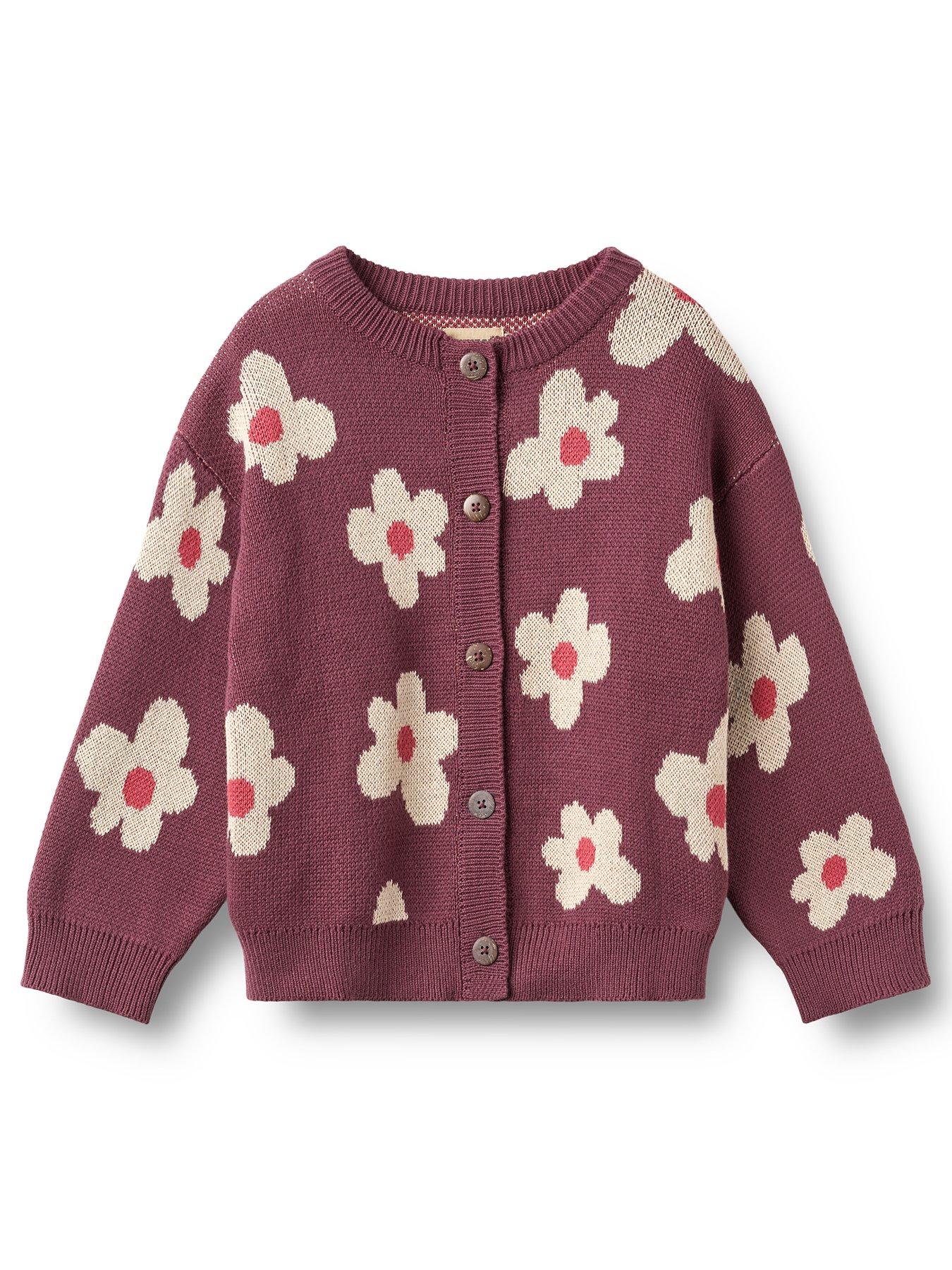 Image 2 of 6 of Wheat Girls Alvilda Floral Jacquard Cardigan - Dark Purple