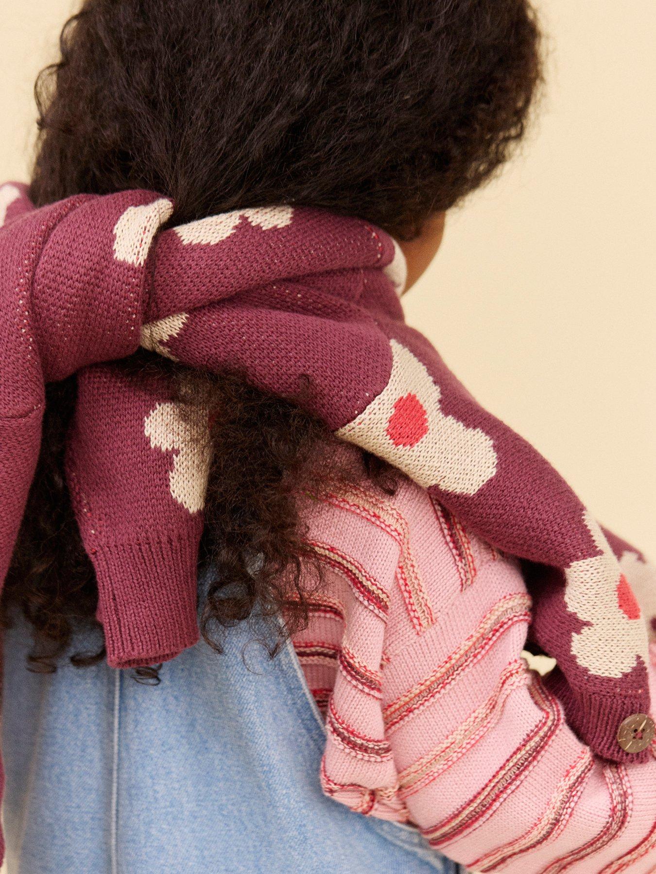 Image 6 of 6 of Wheat Girls Alvilda Floral Jacquard Cardigan - Dark Purple