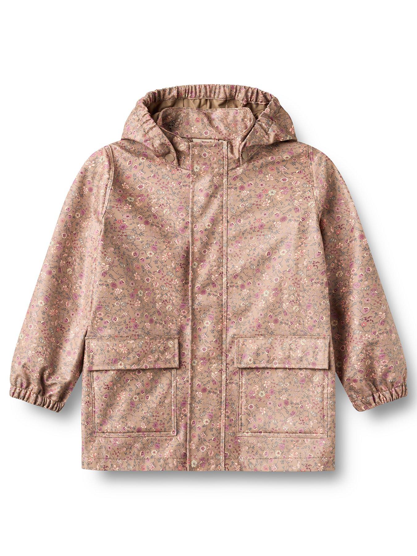 Wheat Girls Floral Rain Jacket - Pink