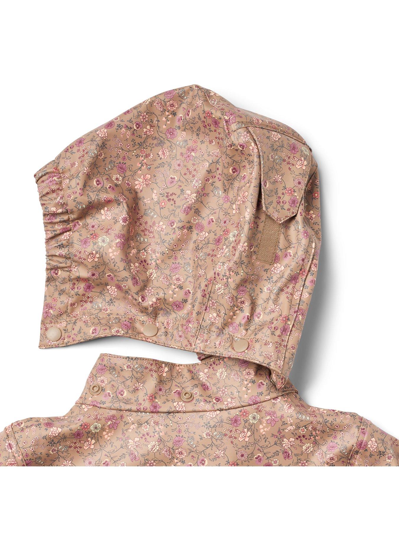 Image 3 of 3 of Wheat Girls Floral Rain Jacket - Pink