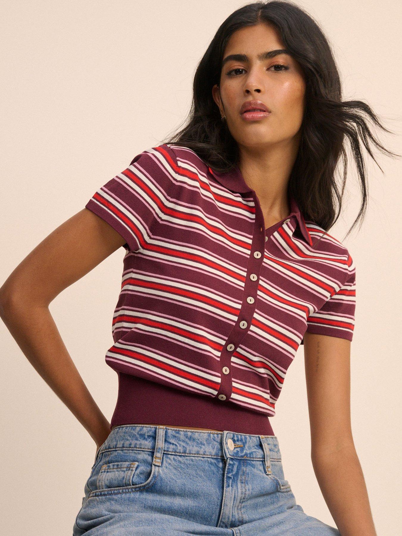 Nobodys Child Waisted Polo Knit Top - Multi
