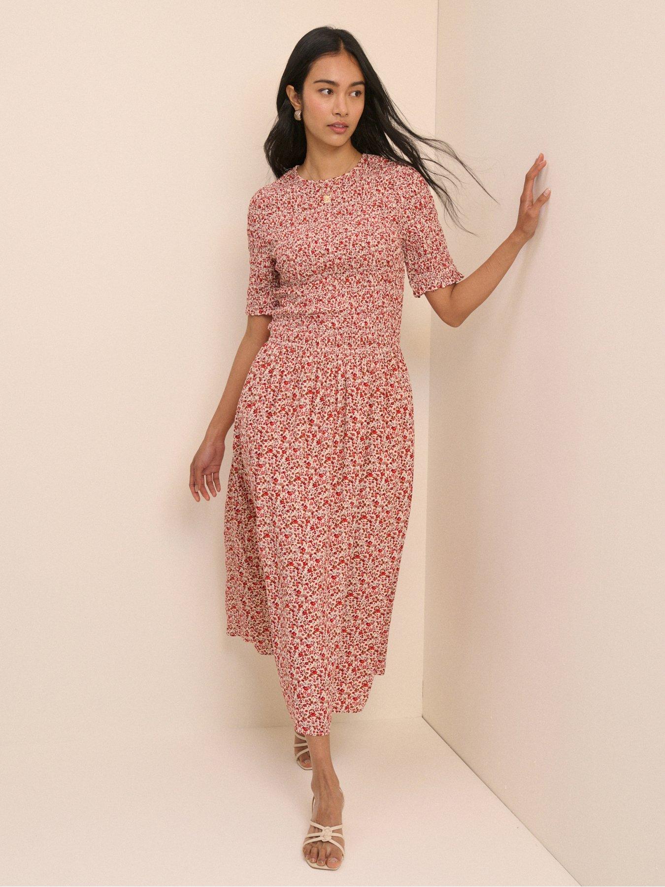 Nobodys Child Shay Shirred Floral Midi Dress - Multi