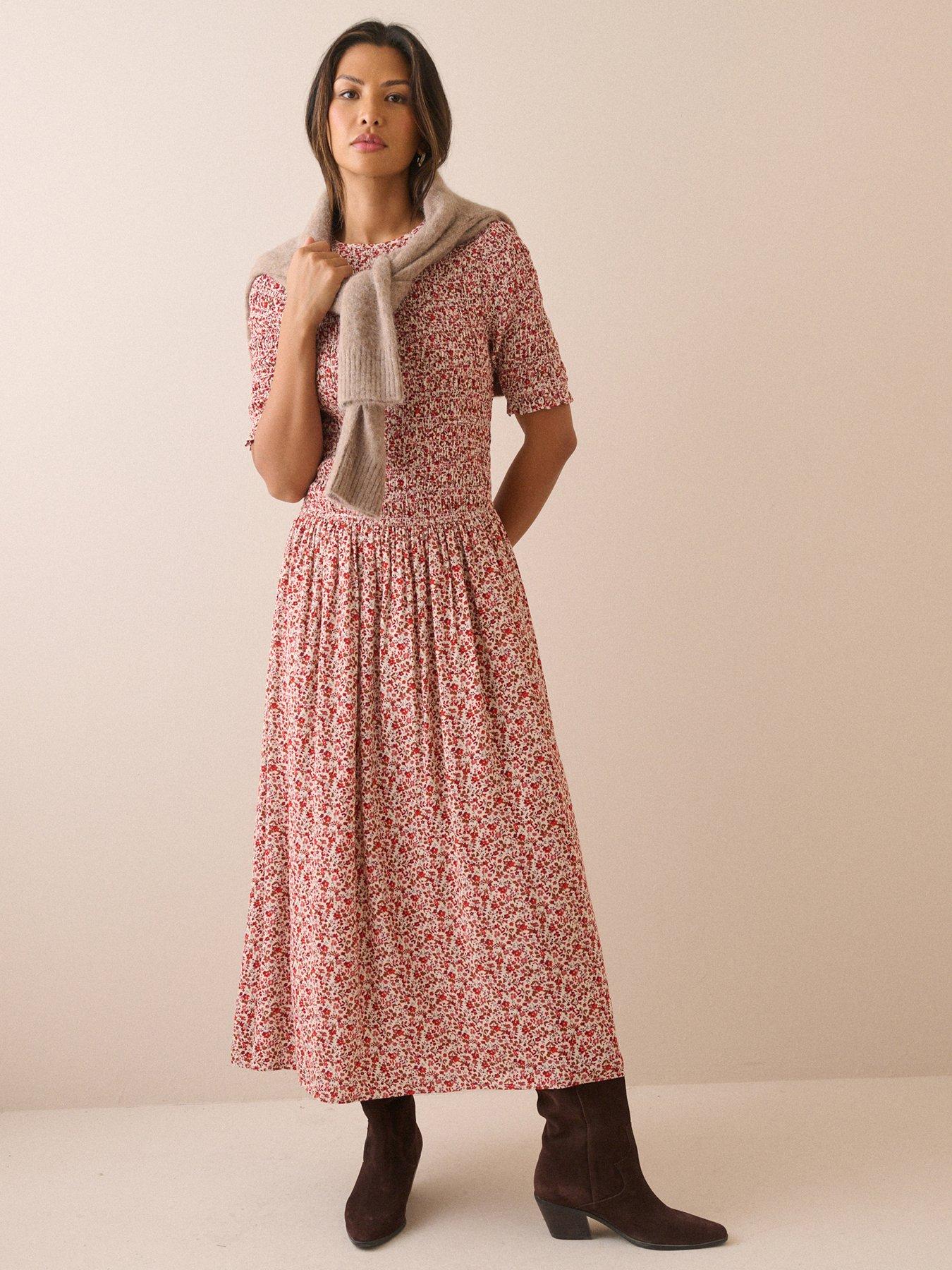 Nobodys Child Shay Shirred Floral Midi Dress - Multi