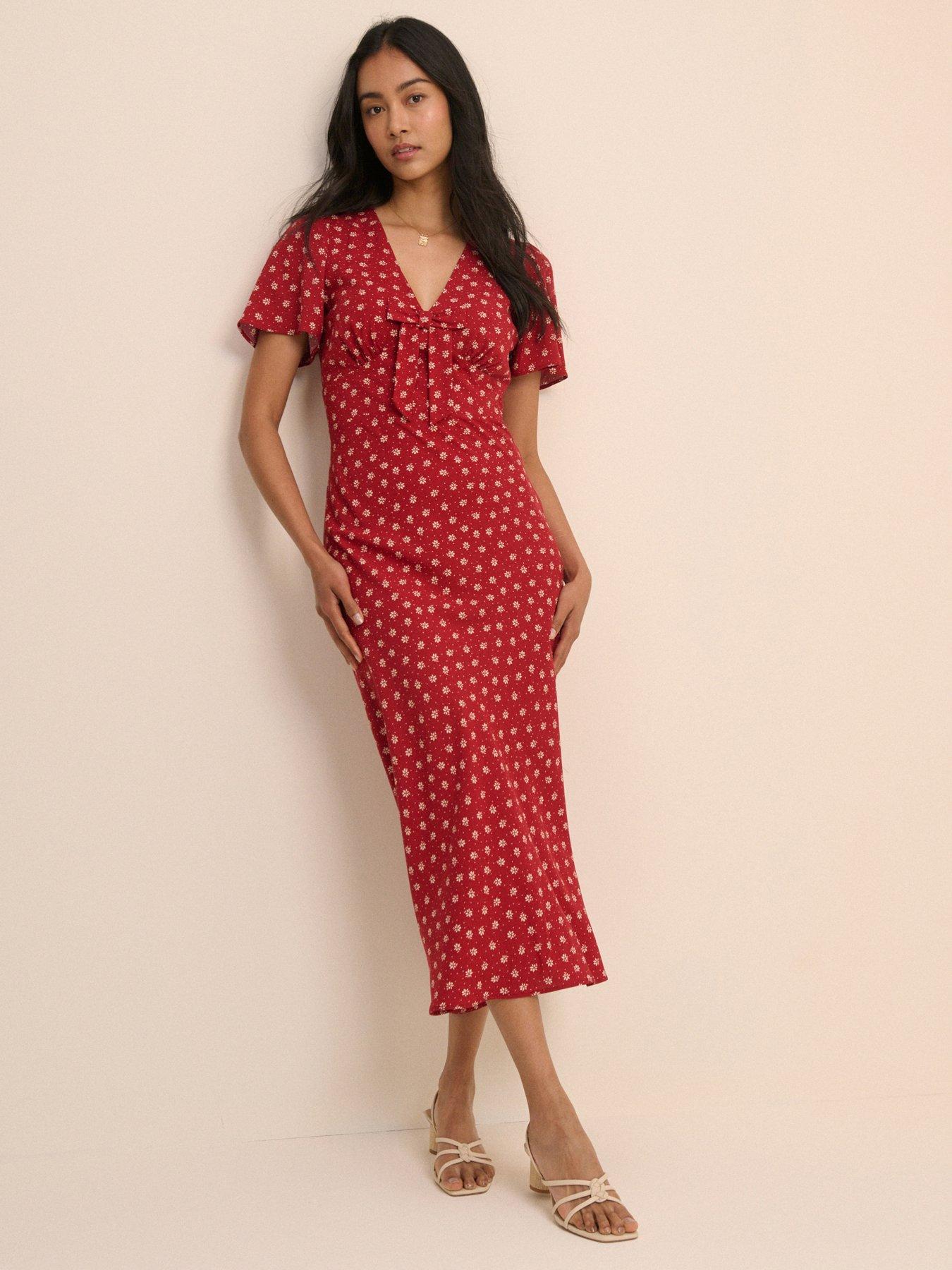 Nobodys Child Faith Short Sleeve Midi Dress - Red