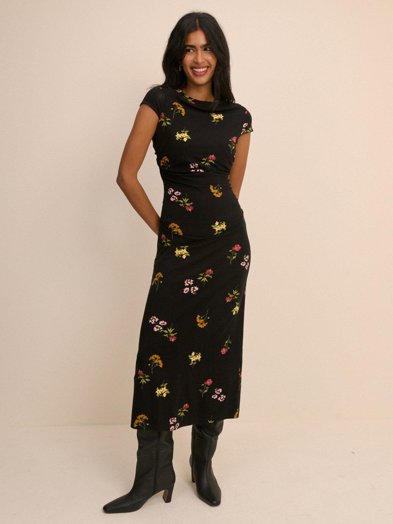 Nobodys Child Laurella Floral Print Midi Dress - Black