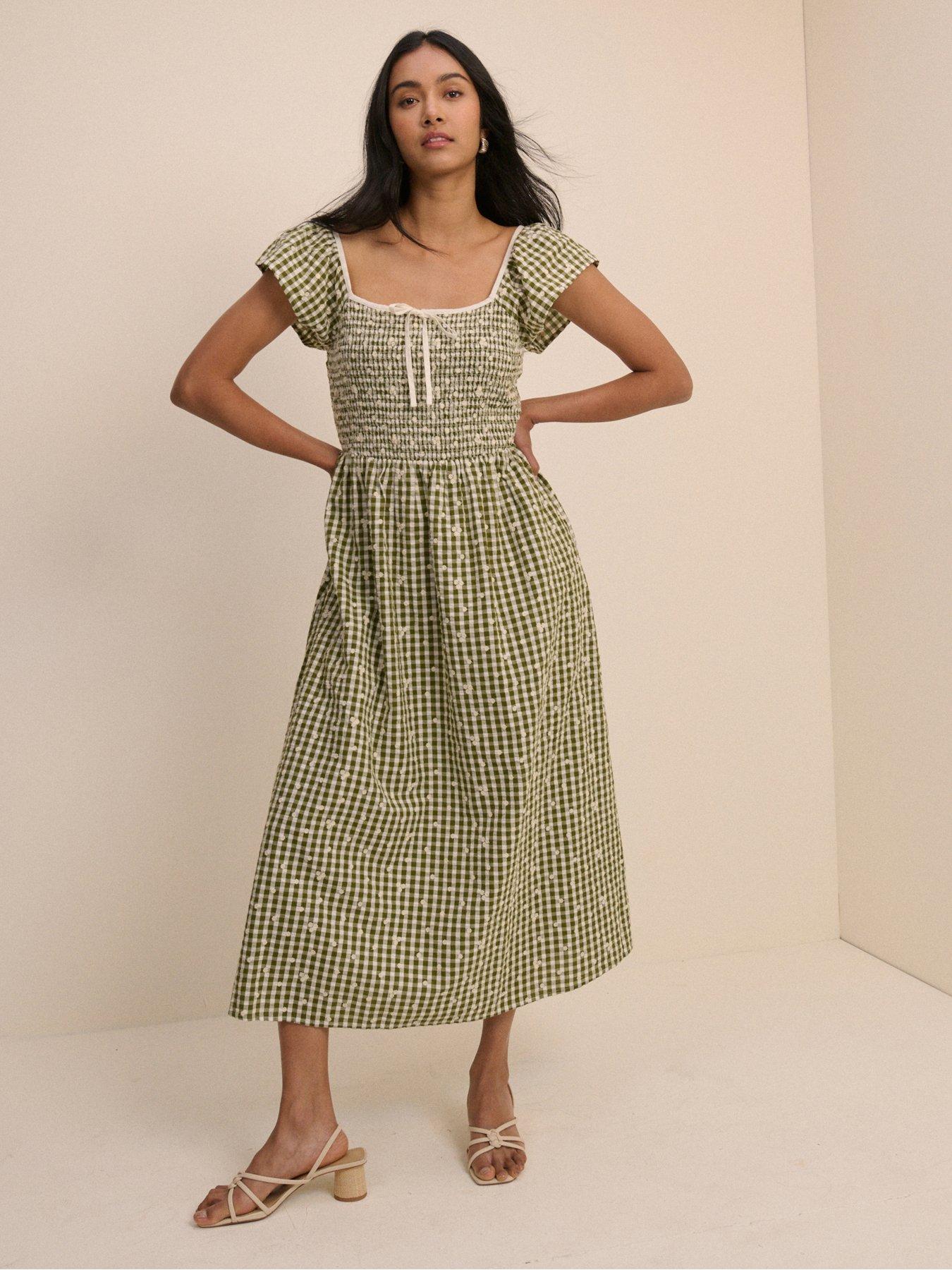 Nobodys Child Mindy Gingham Print Midi Dress - Green