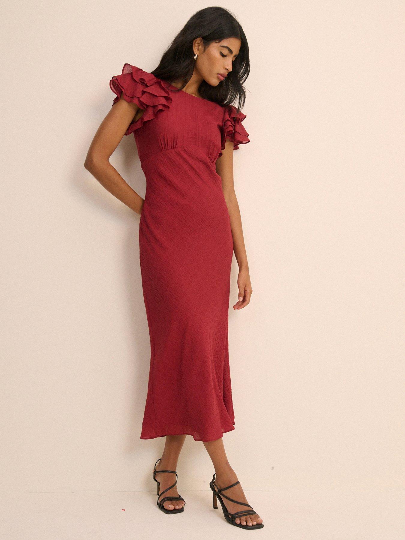 Nobodys Child Lola Frill Sleeve Midaxi Dress - Red