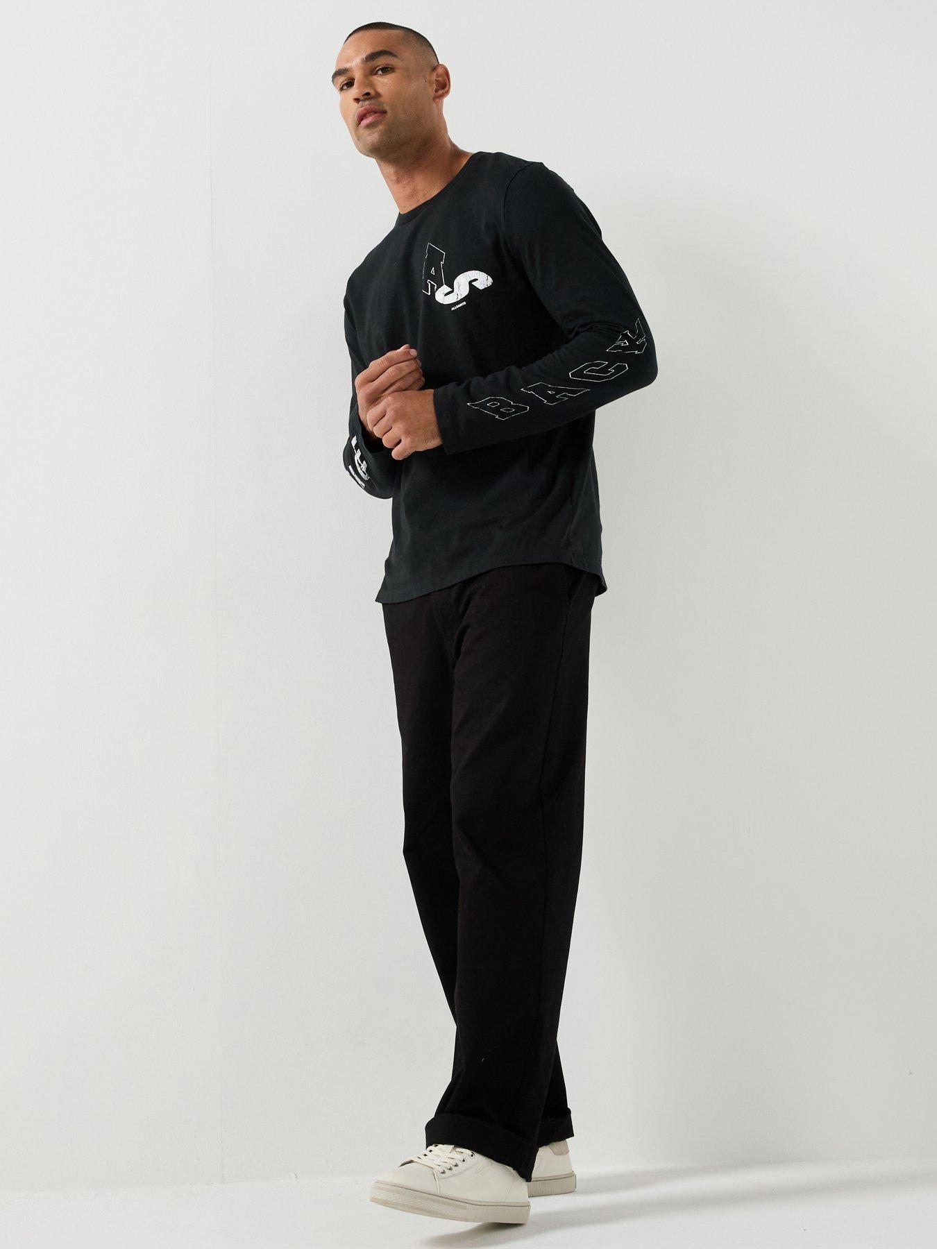 Image 1 of 6 of AllSaints Allsaints Upstaged Long Sleeve T-shirt - Black