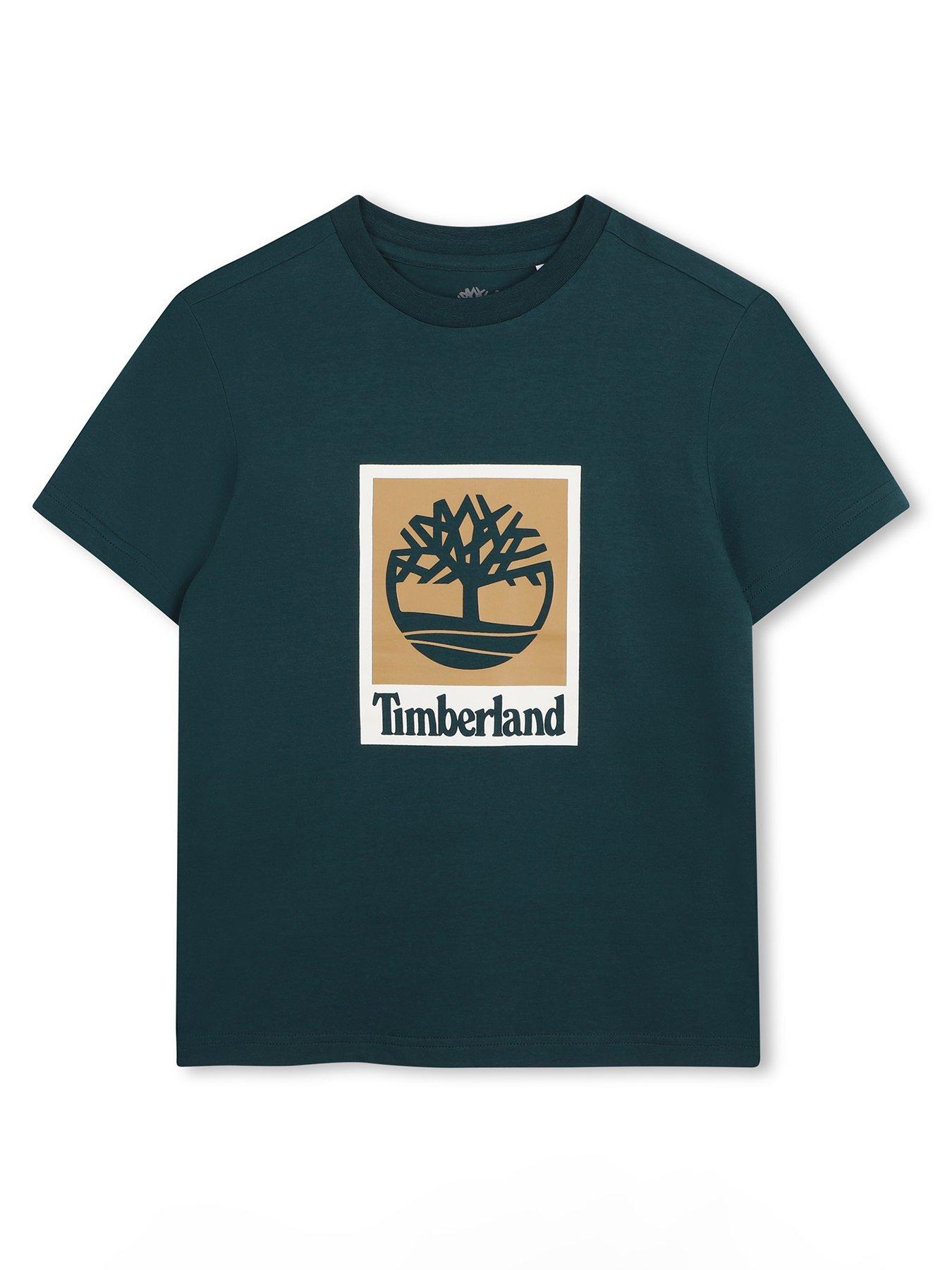 Image 1 of 3 of Timberland Boys Logo Print Crew Neck T-Shirt - Green