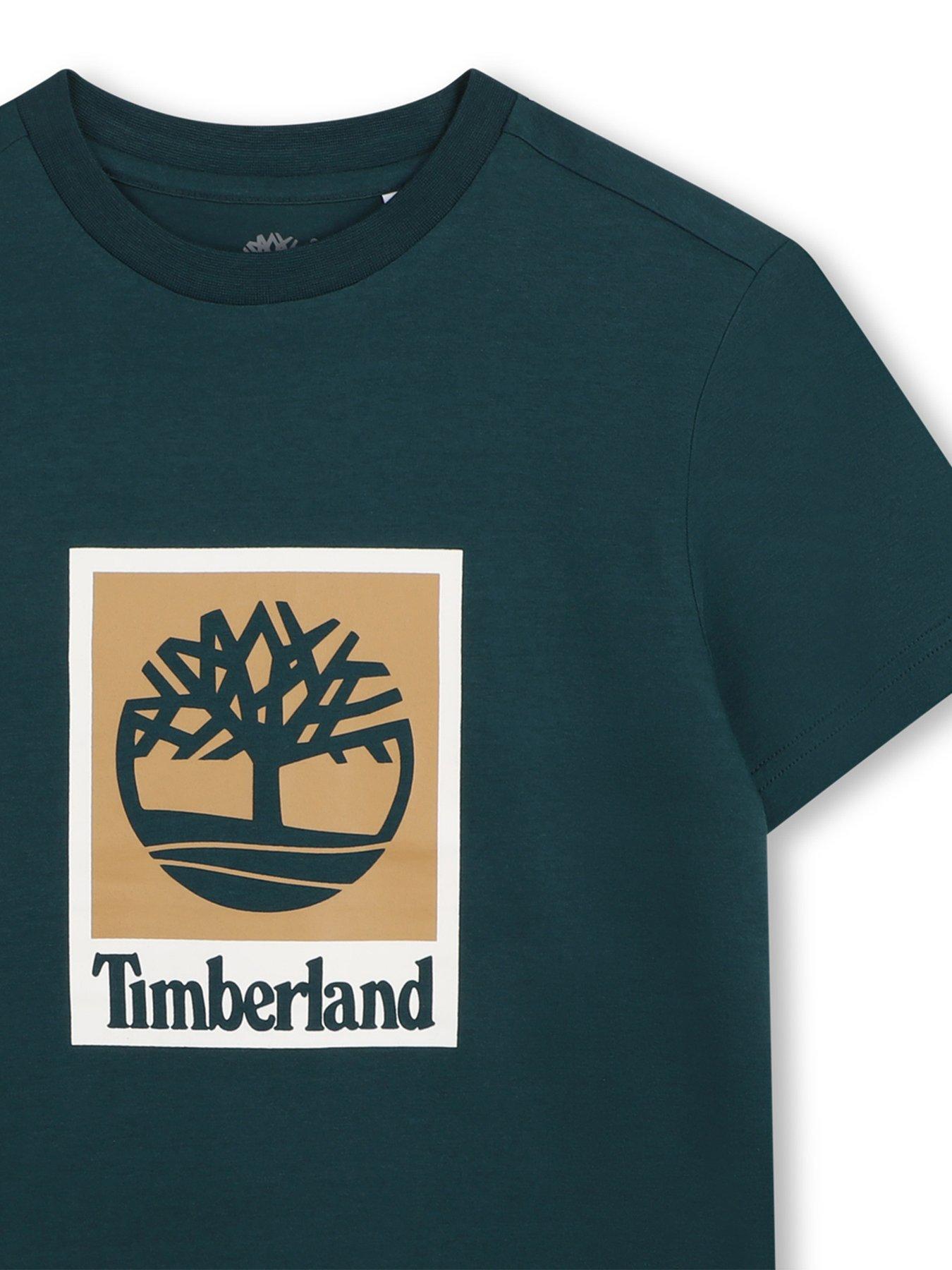 Image 3 of 3 of Timberland Boys Logo Print Crew Neck T-Shirt - Green
