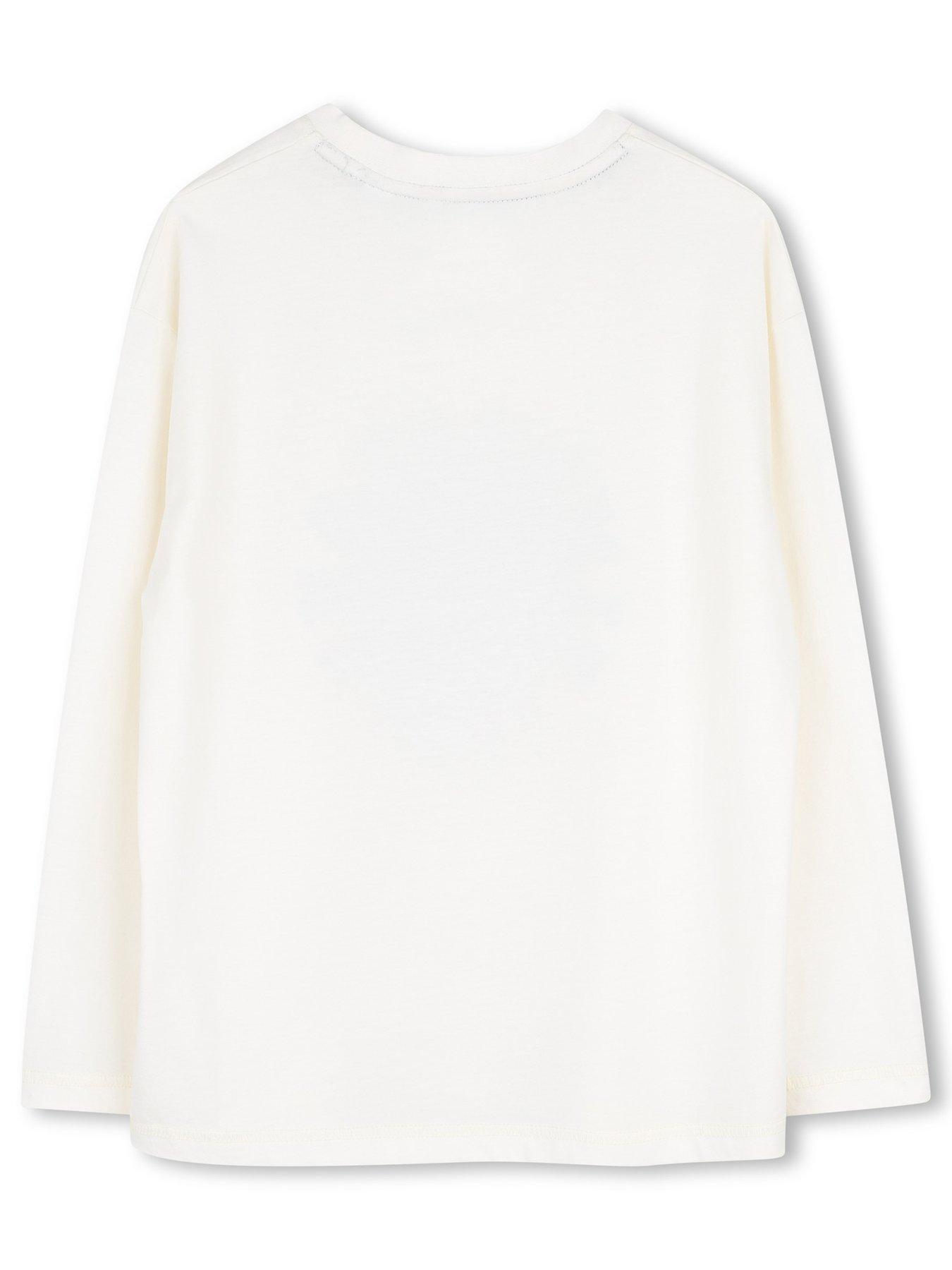 Image 2 of 3 of Timberland Boys Relaxed Fit Logo Long Sleeve Top - Cream