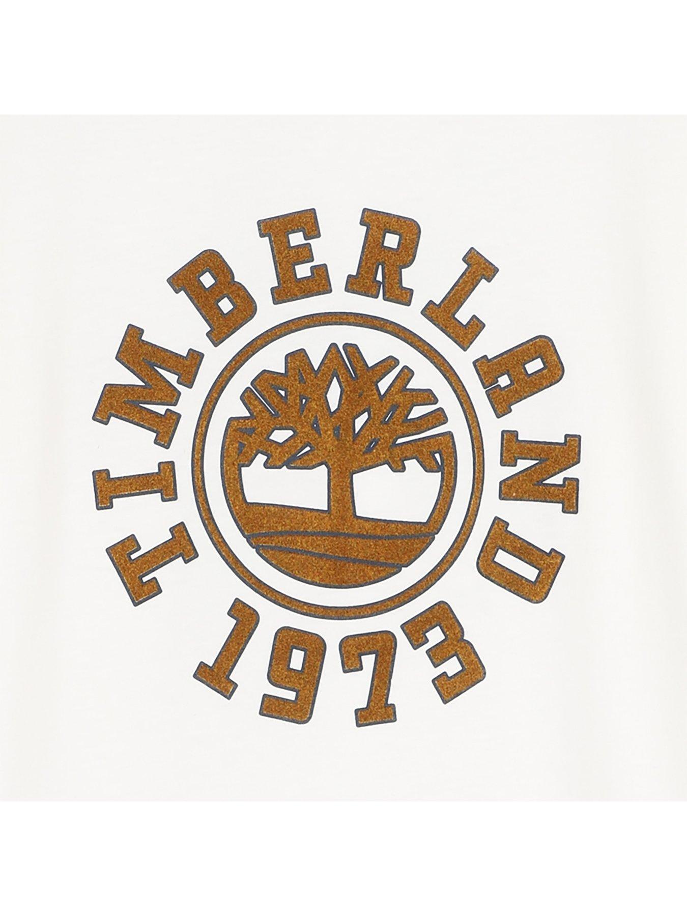 Image 3 of 3 of Timberland Boys Relaxed Fit Logo Long Sleeve Top - Cream