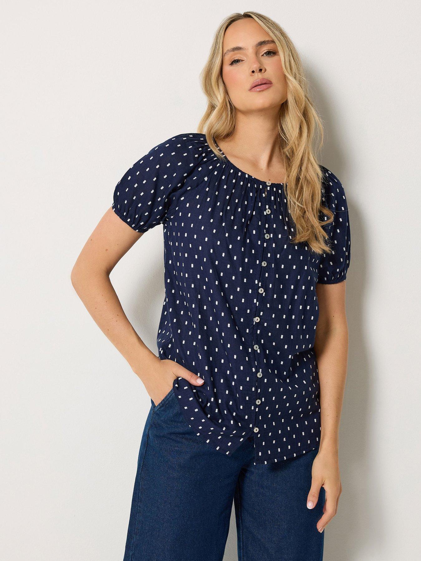 Long Tall Sally Dobby Button Up Shirt - Blue