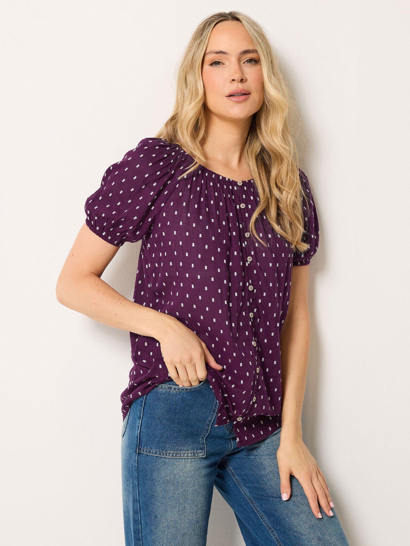 Long Tall Sally Dobby Button Up Shirt - Purple