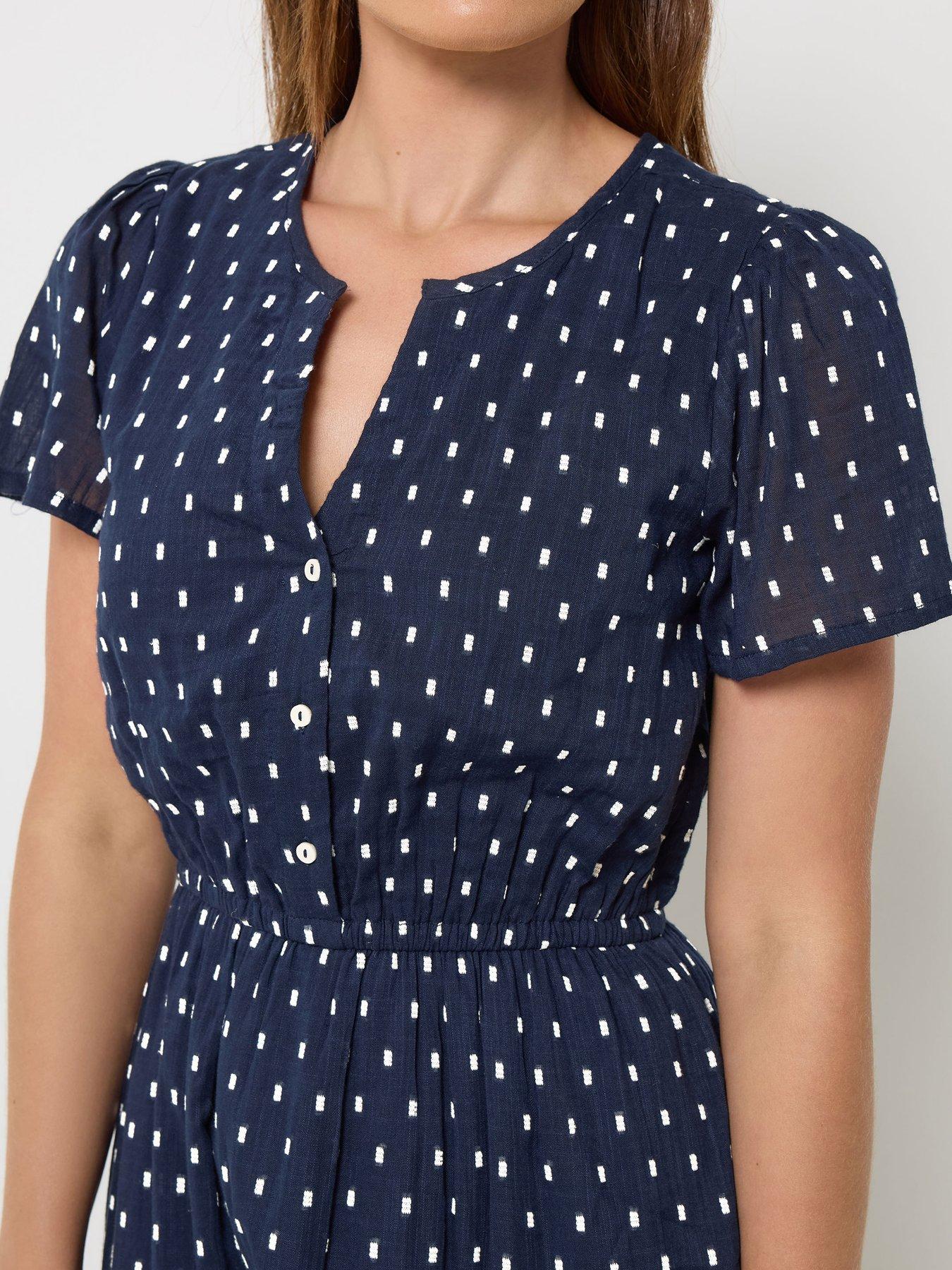 Image 4 of 4 of Long Tall Sally LTS Tall Dobby Spot Tiered Maxi Dress - Navy Blue