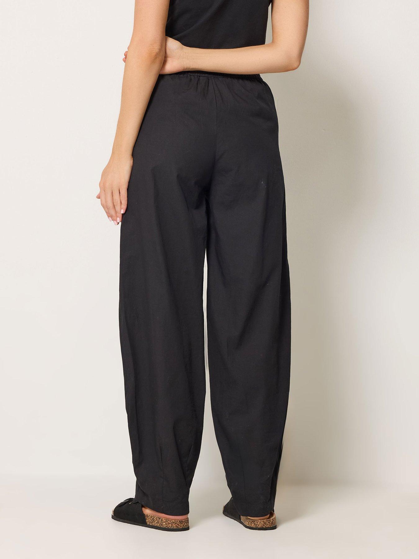 Image 2 of 4 of Long Tall Sally Barrel Cotton Trousers 34" - Black