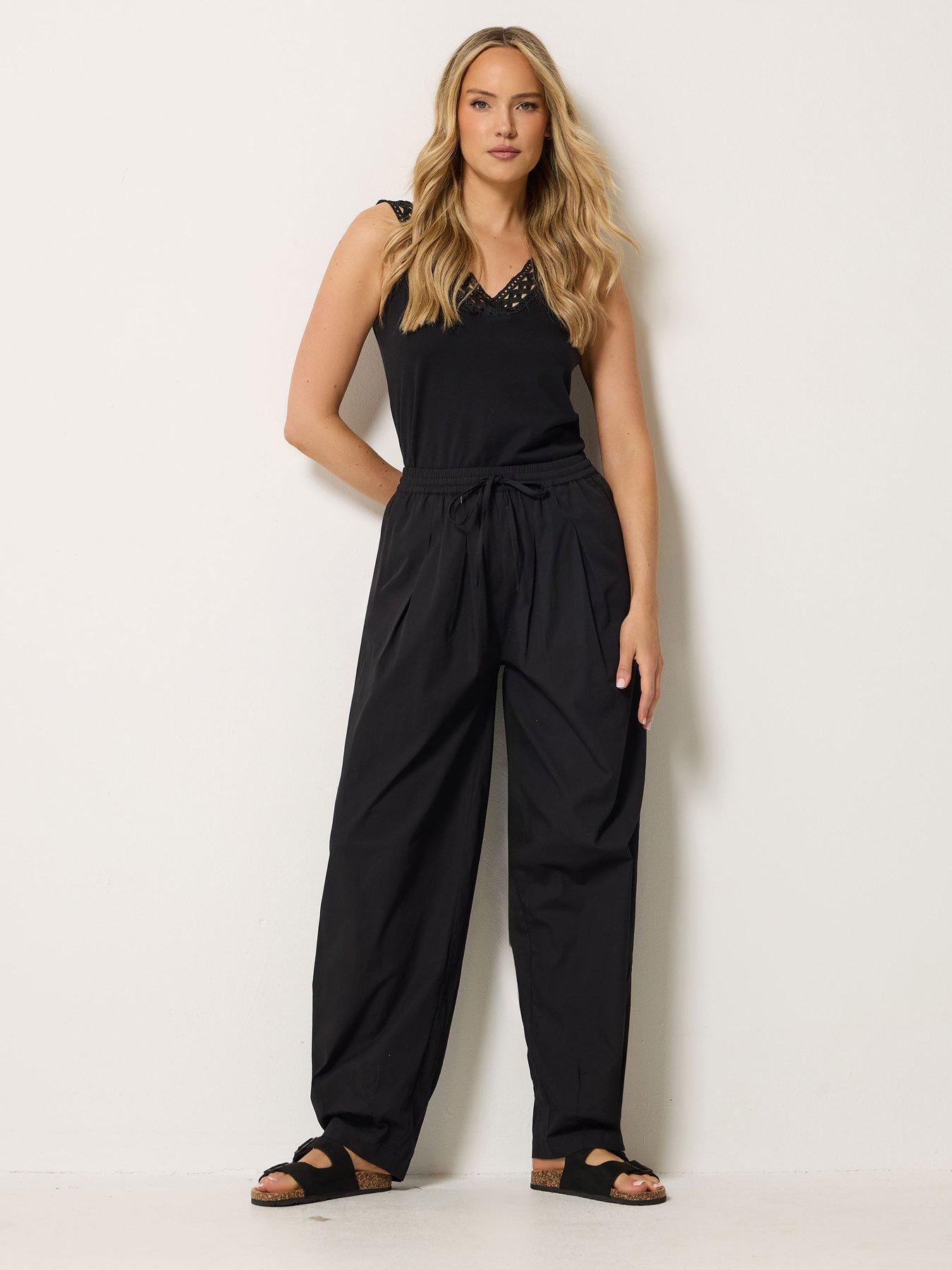 Image 3 of 4 of Long Tall Sally Barrel Cotton Trousers 34" - Black