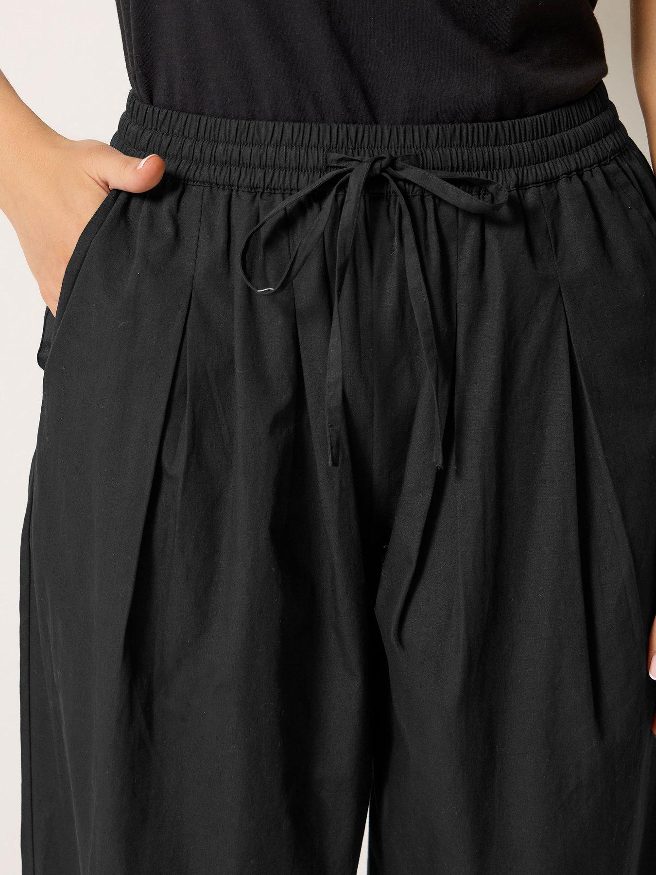 Image 4 of 4 of Long Tall Sally Barrel Cotton Trousers 34" - Black
