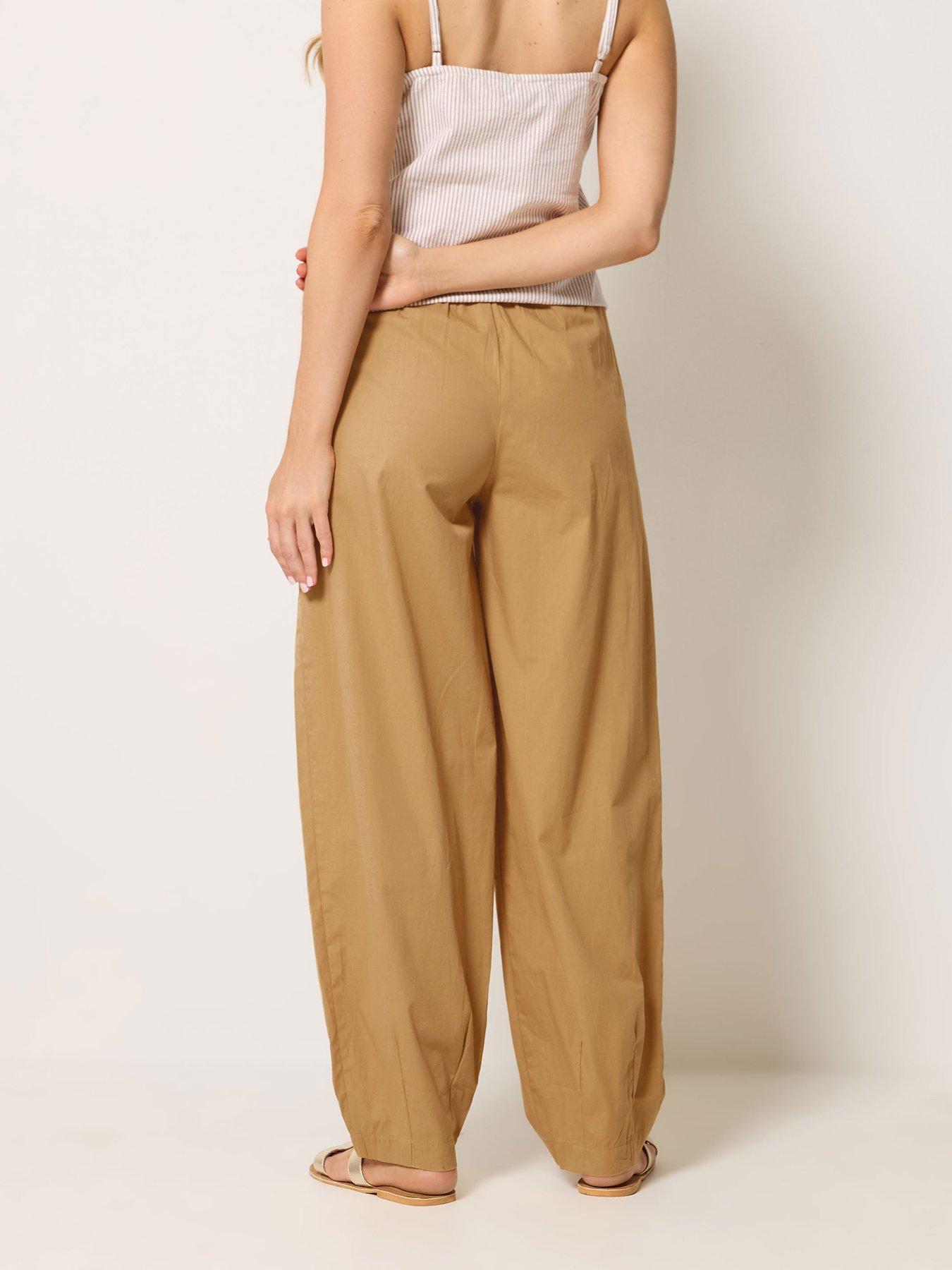 Image 2 of 4 of Long Tall Sally Barrel Cotton Trousers 36" - Cream