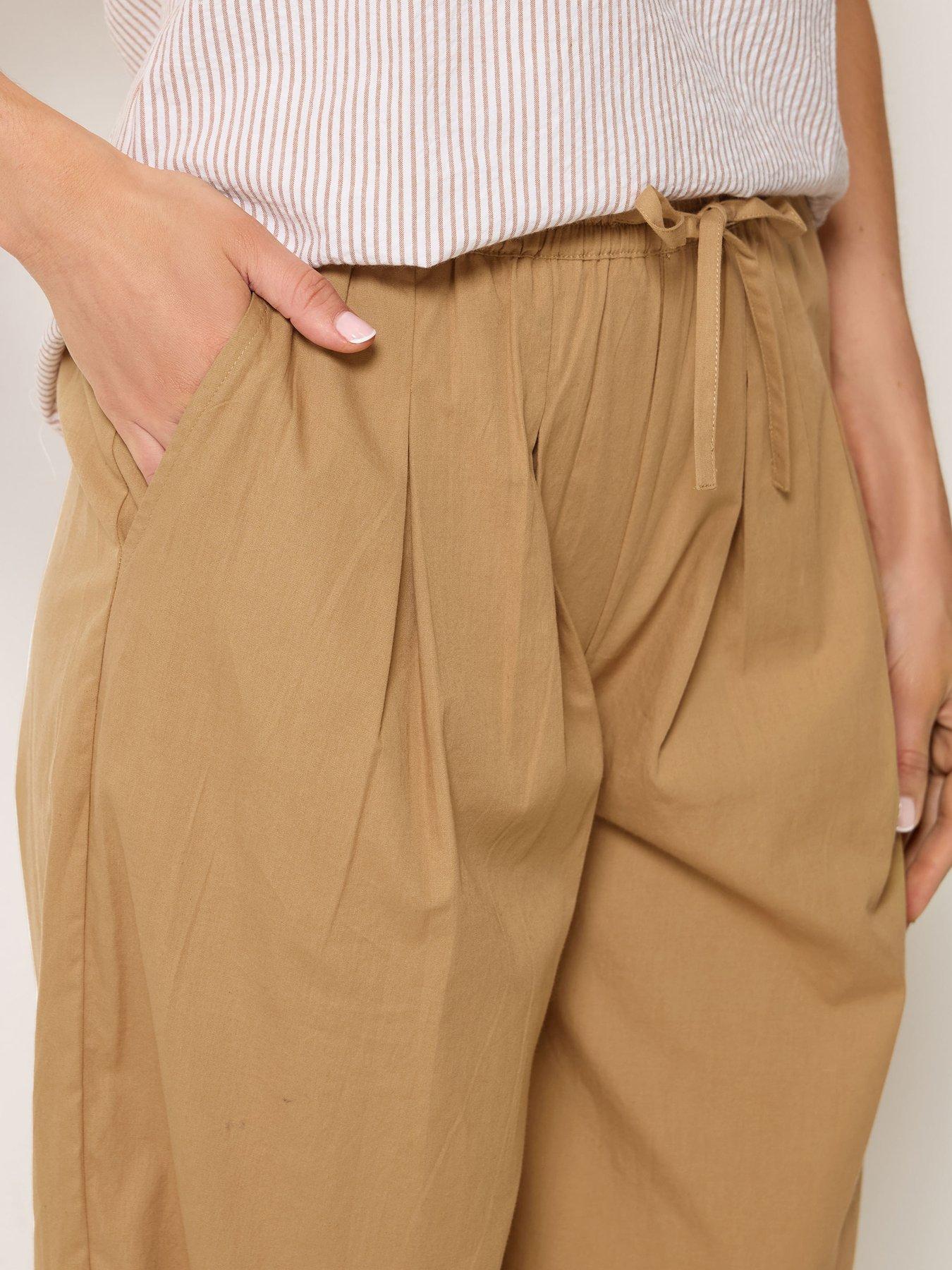 Image 4 of 4 of Long Tall Sally Barrel Cotton Trousers 36" - Cream
