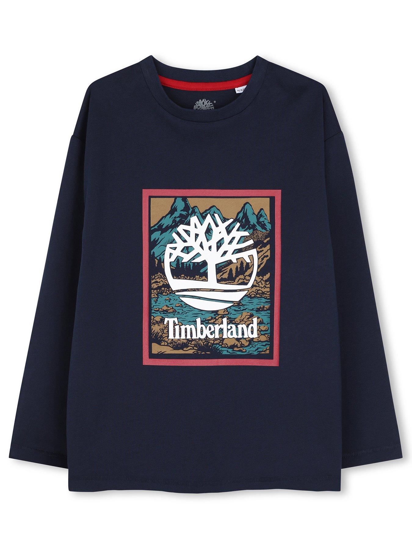Image 1 of 3 of Timberland Boys Logo Graphic Long Sleeve T-Shirt - Navy