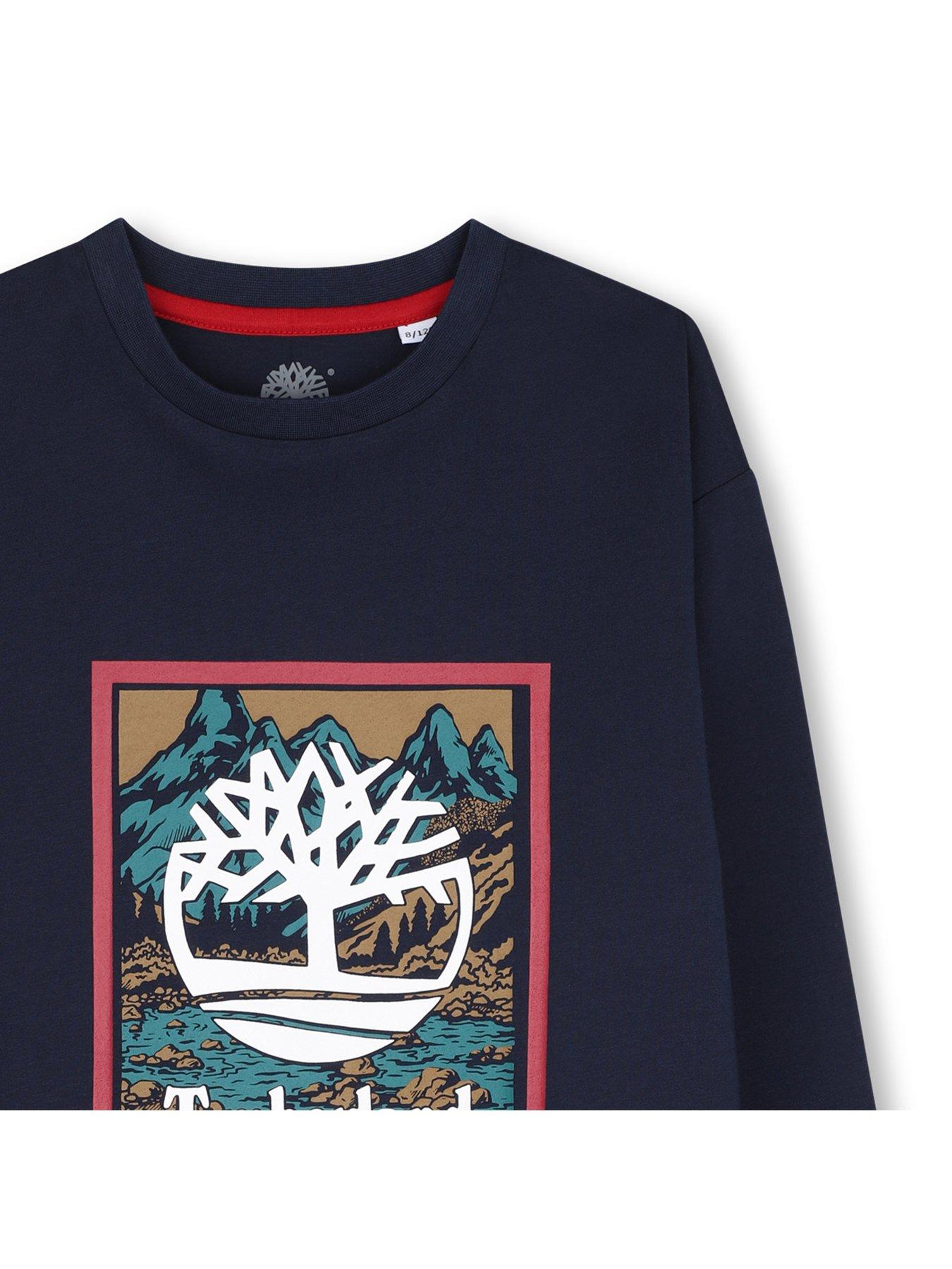 Image 3 of 3 of Timberland Boys Logo Graphic Long Sleeve T-Shirt - Navy