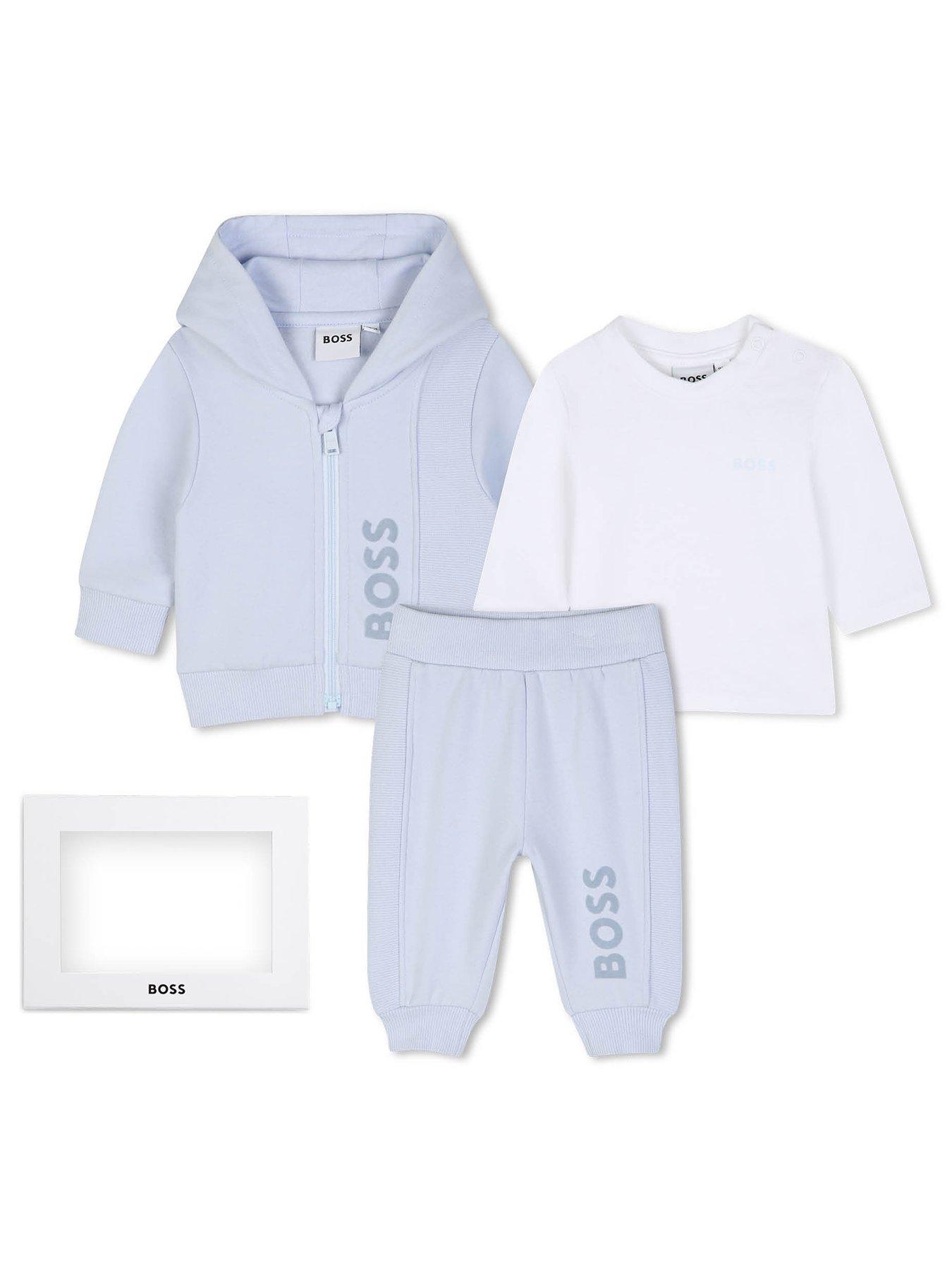 BOSS Newborn Baby Boys 3 Piece Gift Box Set - Light Blue