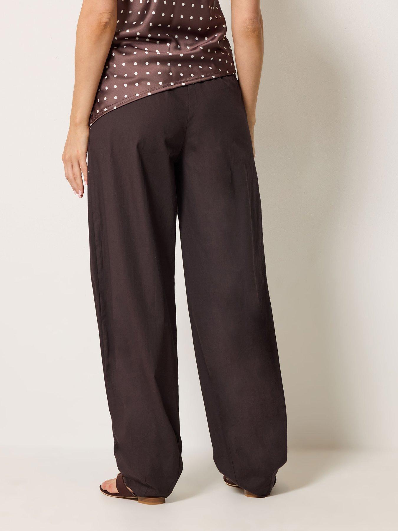 Image 2 of 4 of Long Tall Sally Barrel Cotton Trousers 36" - Brown