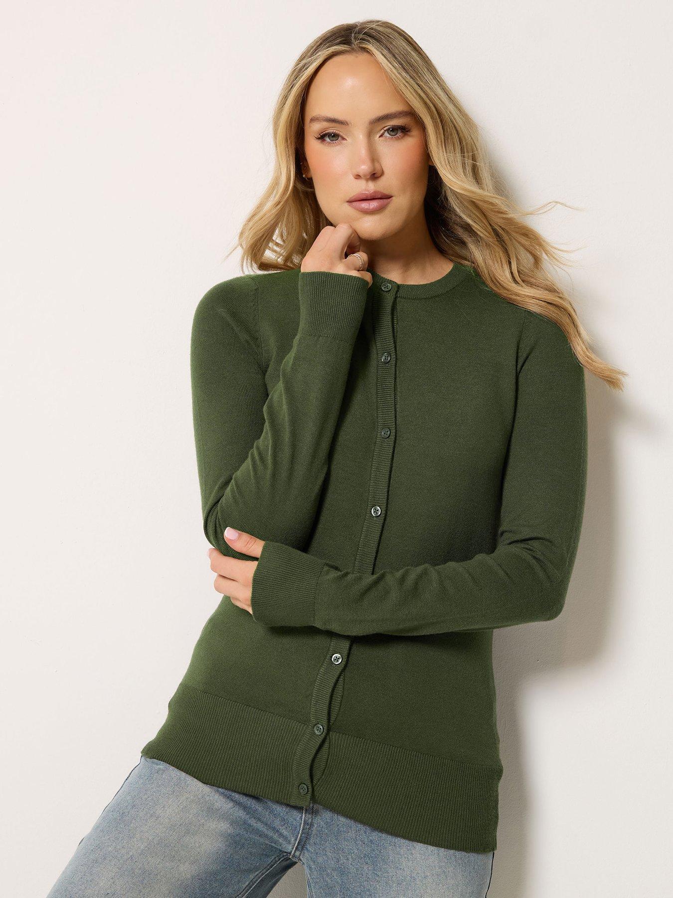 Long Tall Sally Crew Neck Cardigan - Green