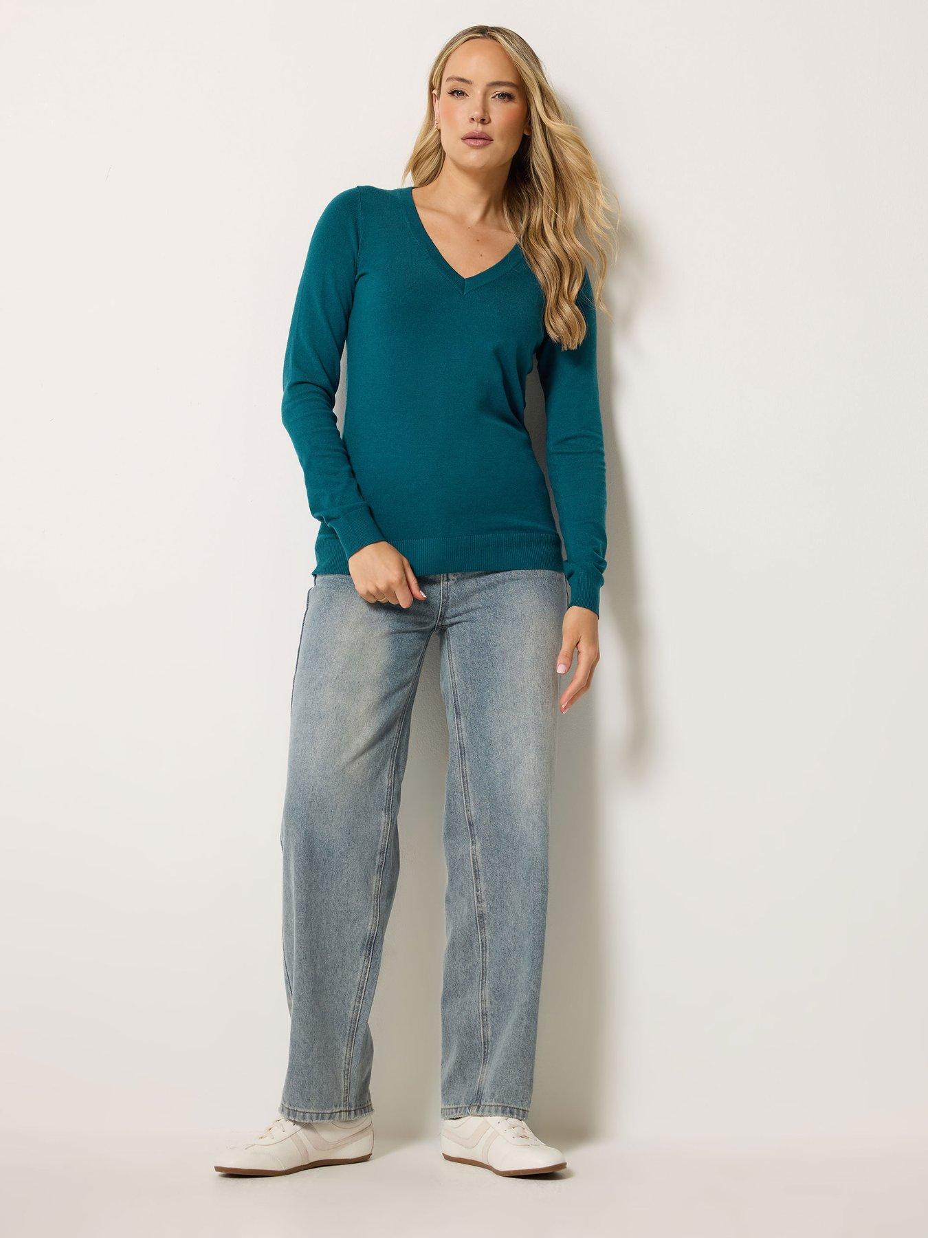 Image 3 of 4 of Long Tall Sally V Neck Jumper - Blue