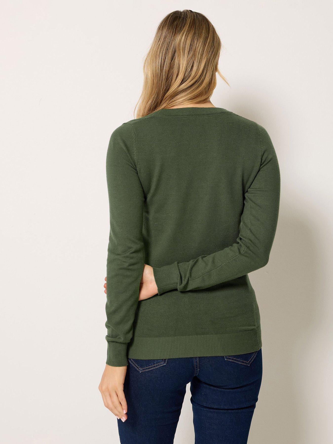 Image 2 of 4 of Long Tall Sally V Neck Jumper - Olive
