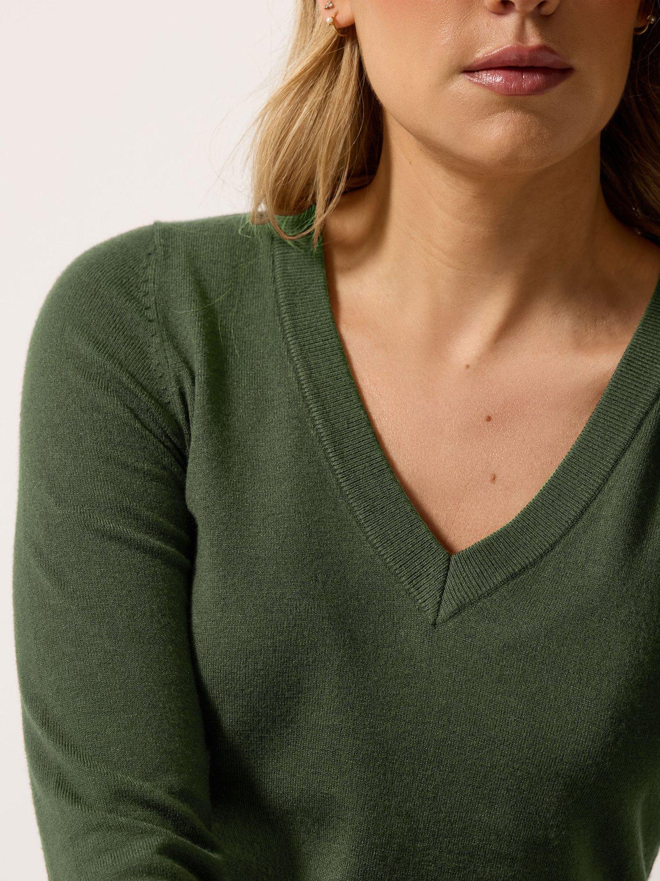 Image 4 of 4 of Long Tall Sally V Neck Jumper - Olive