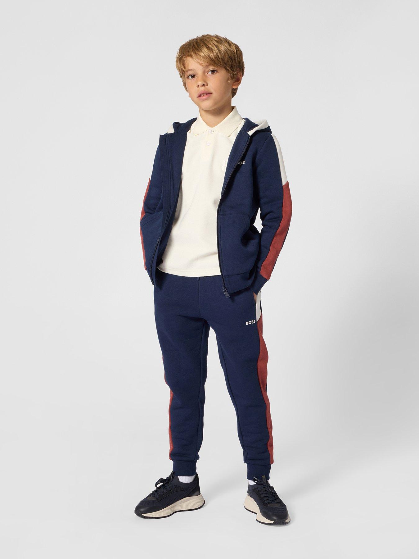 BOSS Boys Colour Block Jogging Bottoms - Navy